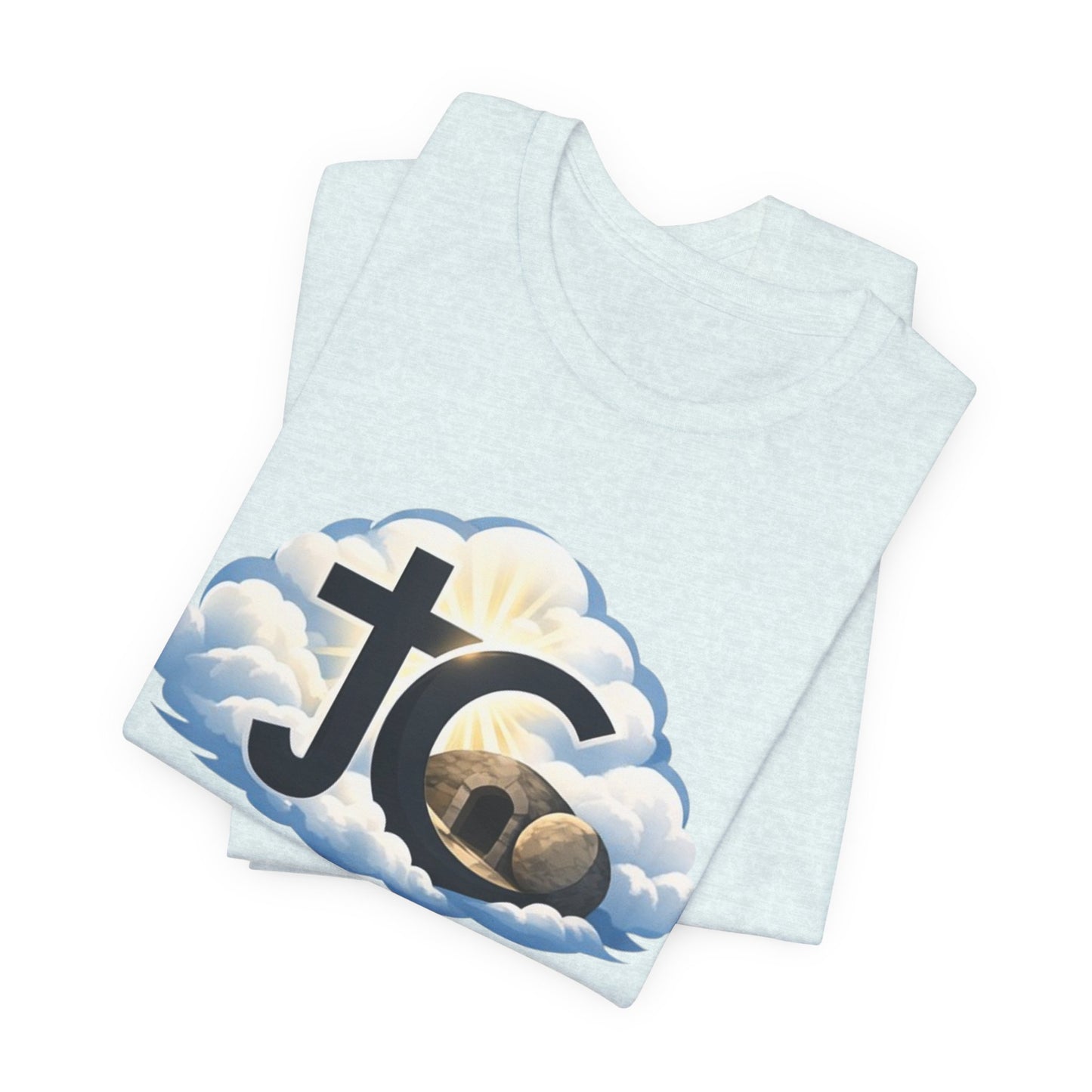 Jesus Christ (JC) Cross Tee — Crucified, Risen & Coming Again