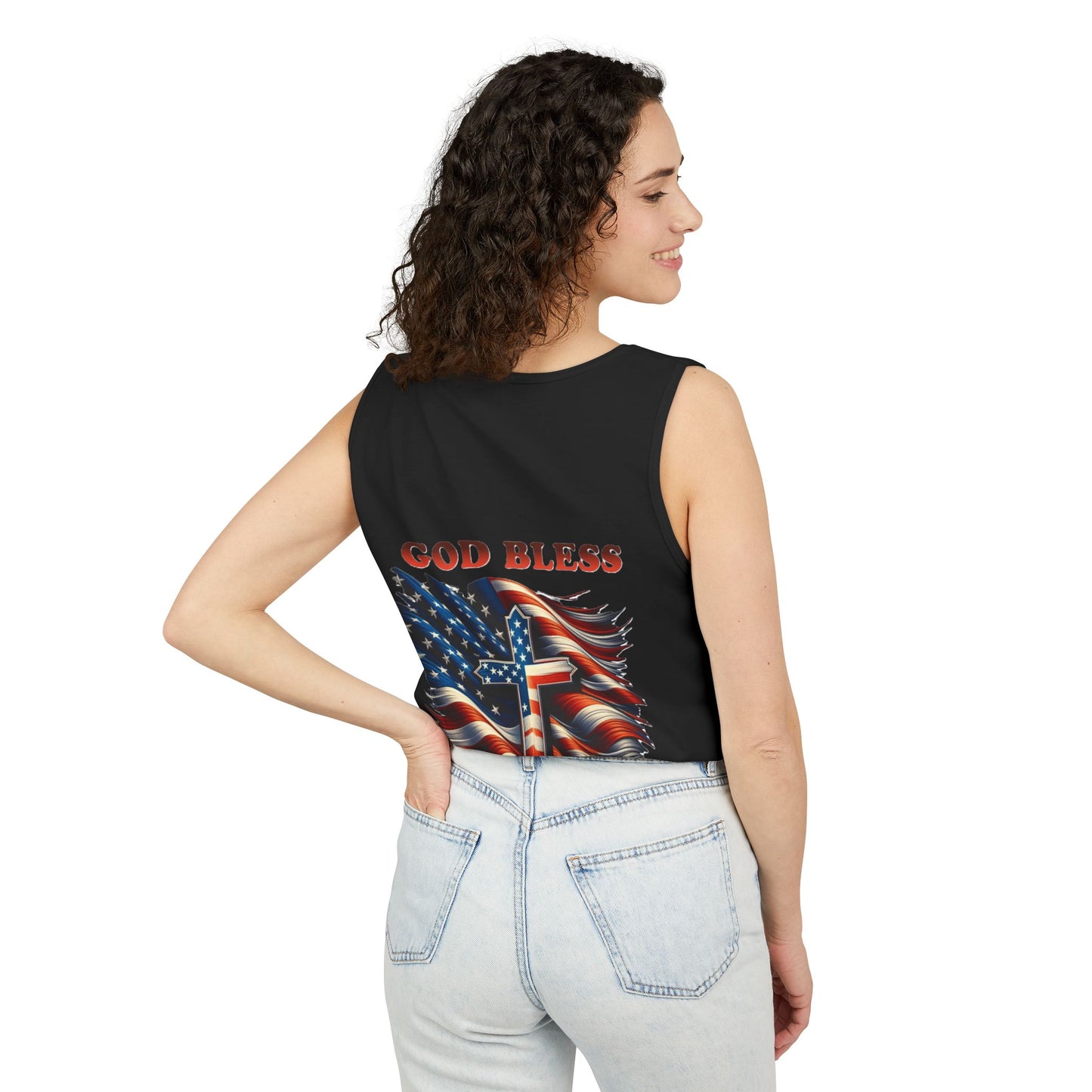 Unisex Garment-Dyed Tank Top "GOD BLESS AMERICA"