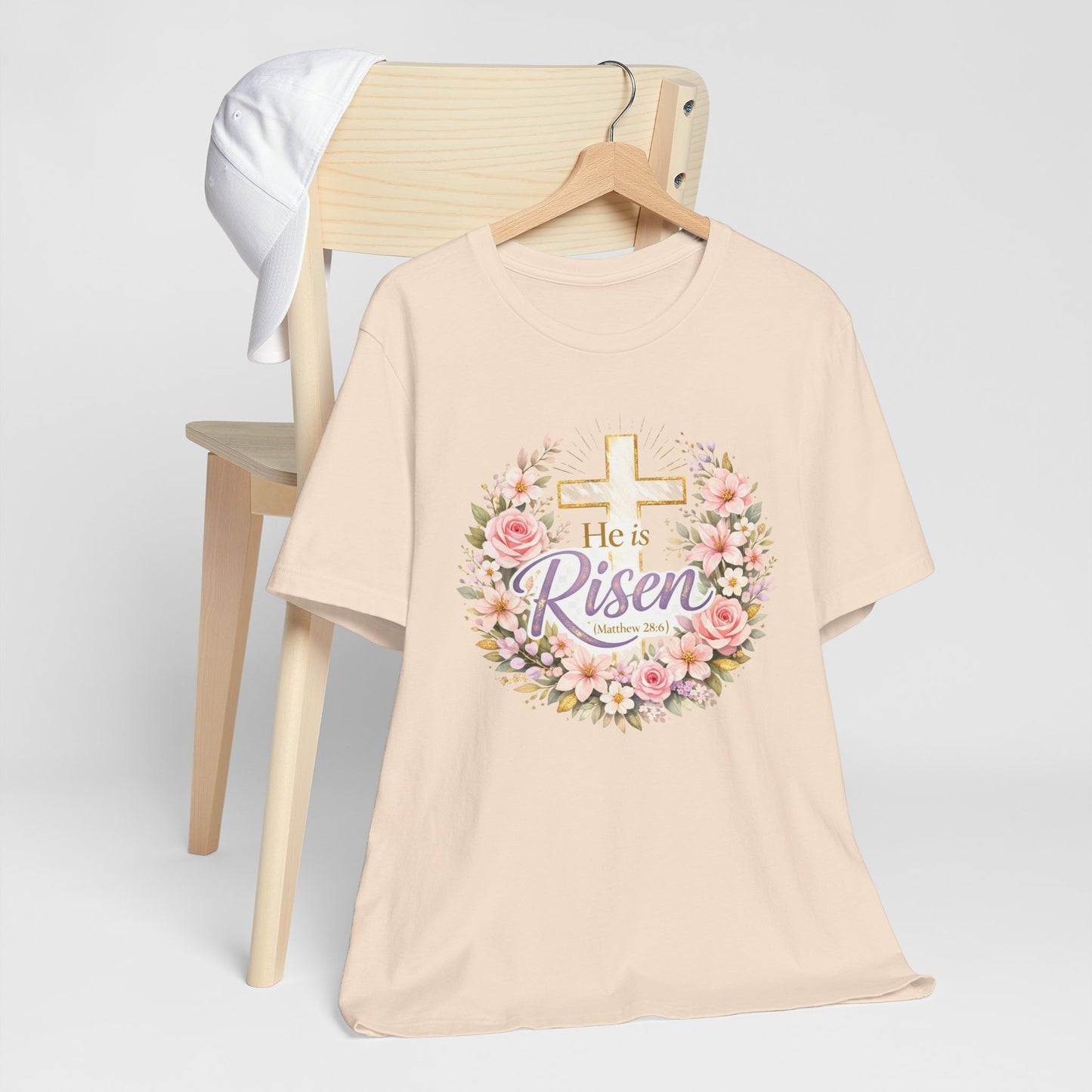 He Is Risen Floral Cross T-Shirt