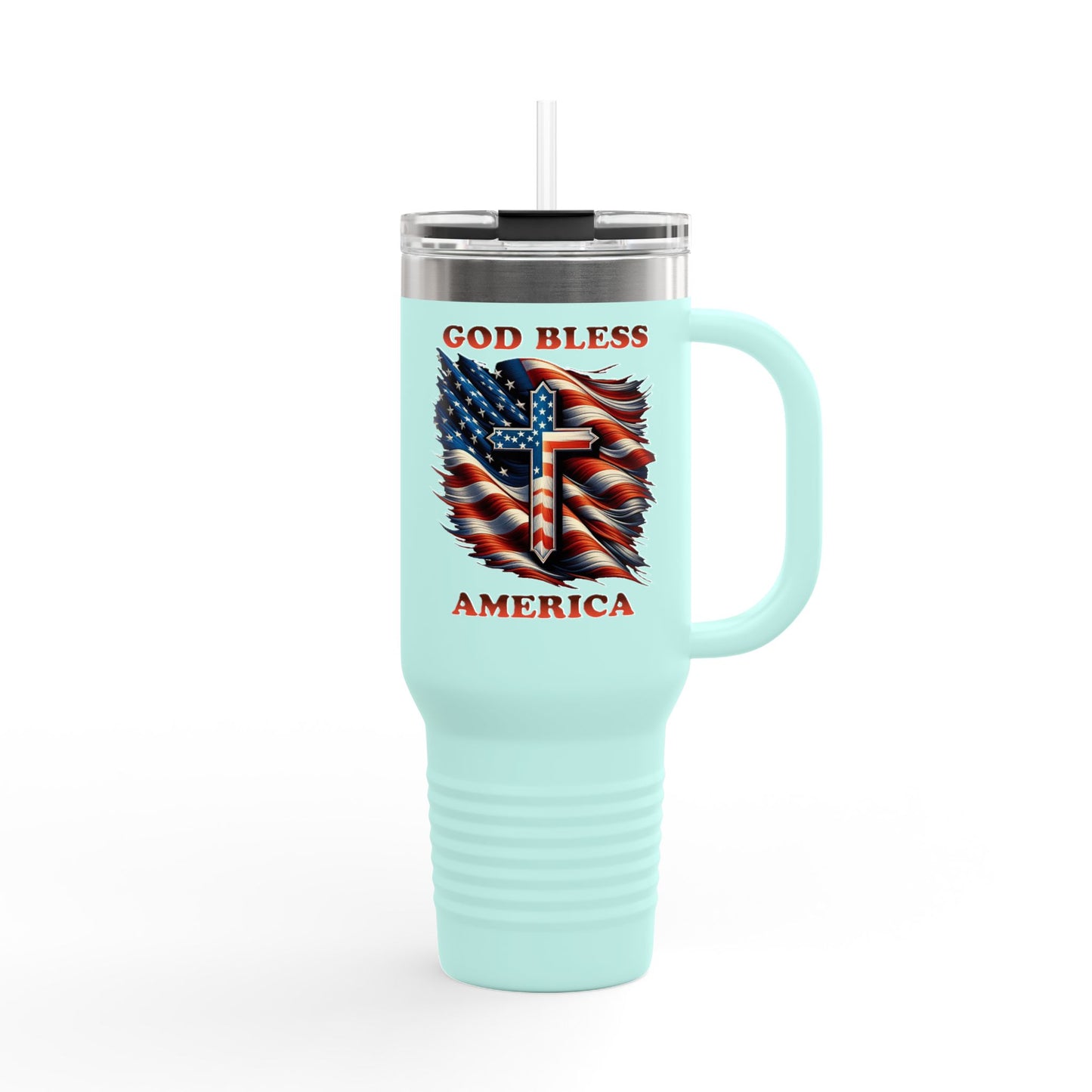 Insulated Travel Mug, 40oz "GOD BLESS AMERICA"