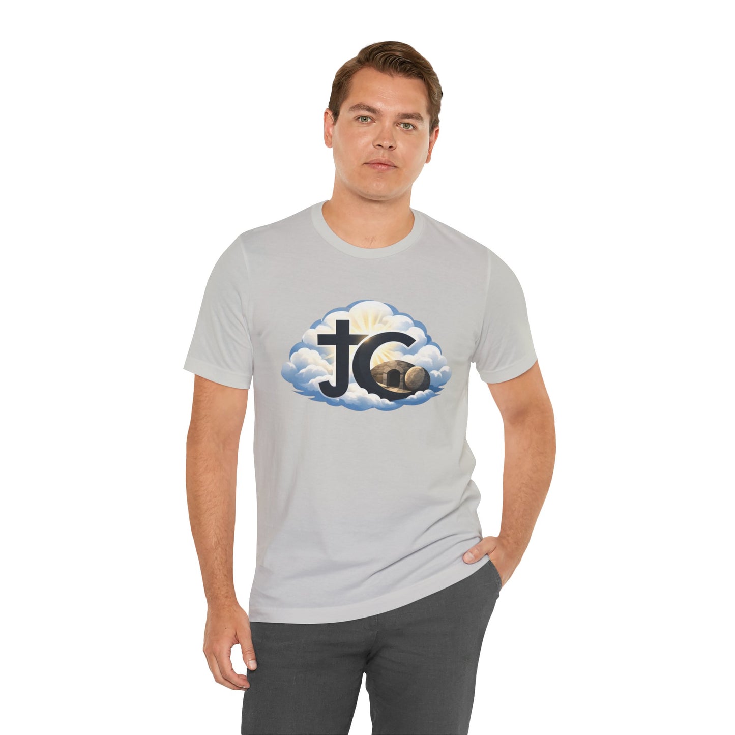 Jesus Christ (JC) Cross Tee — Crucified, Risen & Coming Again