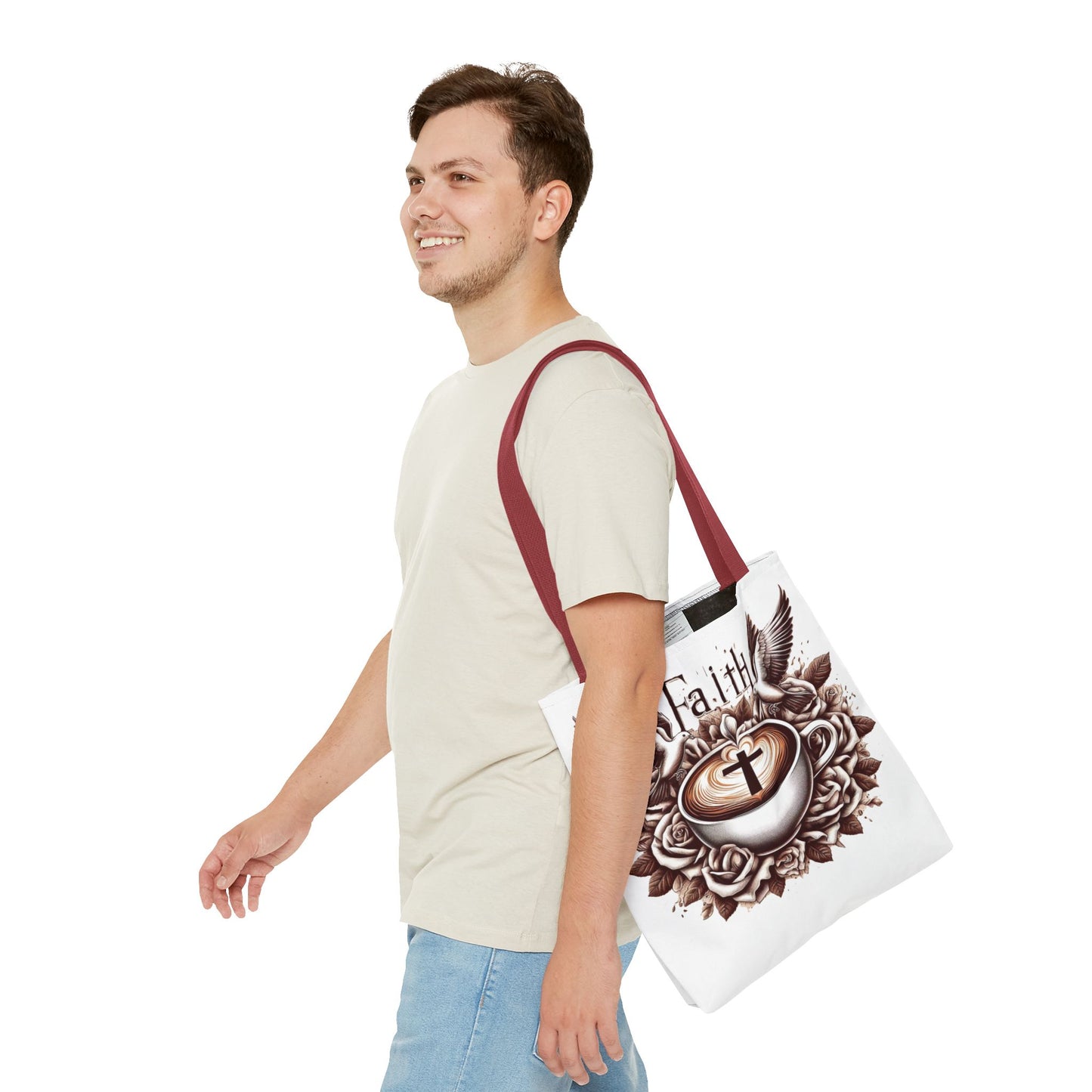 Tote Bag (AOP) "Faith and Coffee"