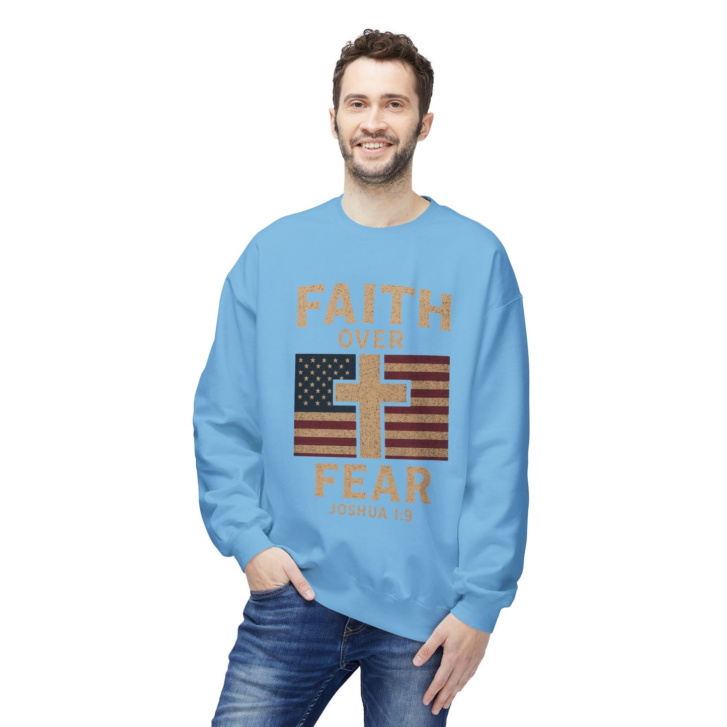 Faith Over Fear Christian Cross Sweatshirt