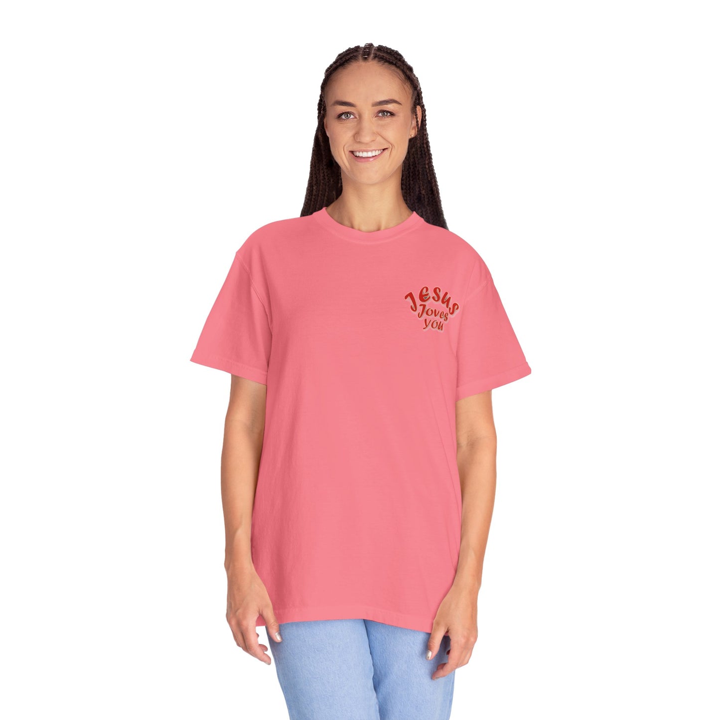 Christian Cross Heart Unisex T-shirt - Jesus Loves You Design