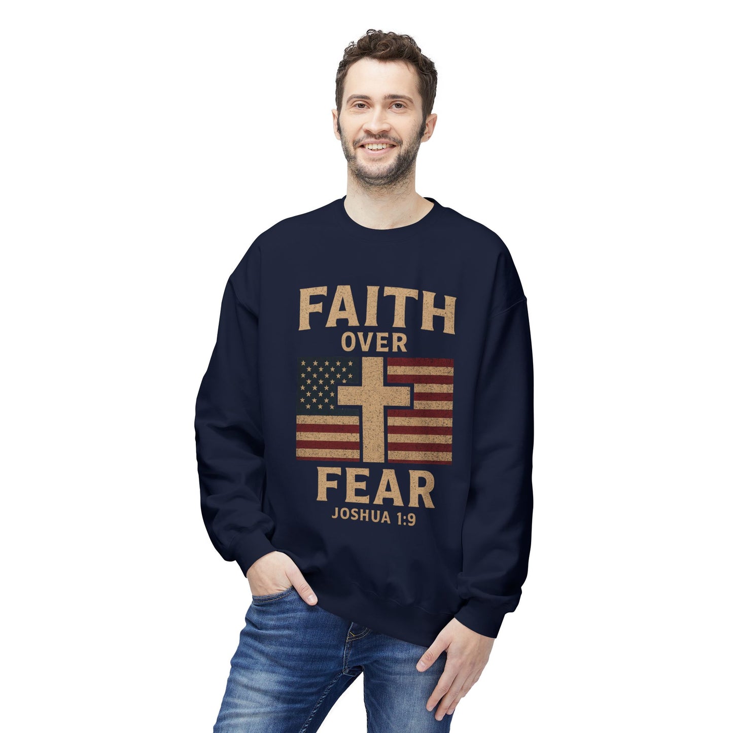 Faith Over Fear Christian Cross Sweatshirt