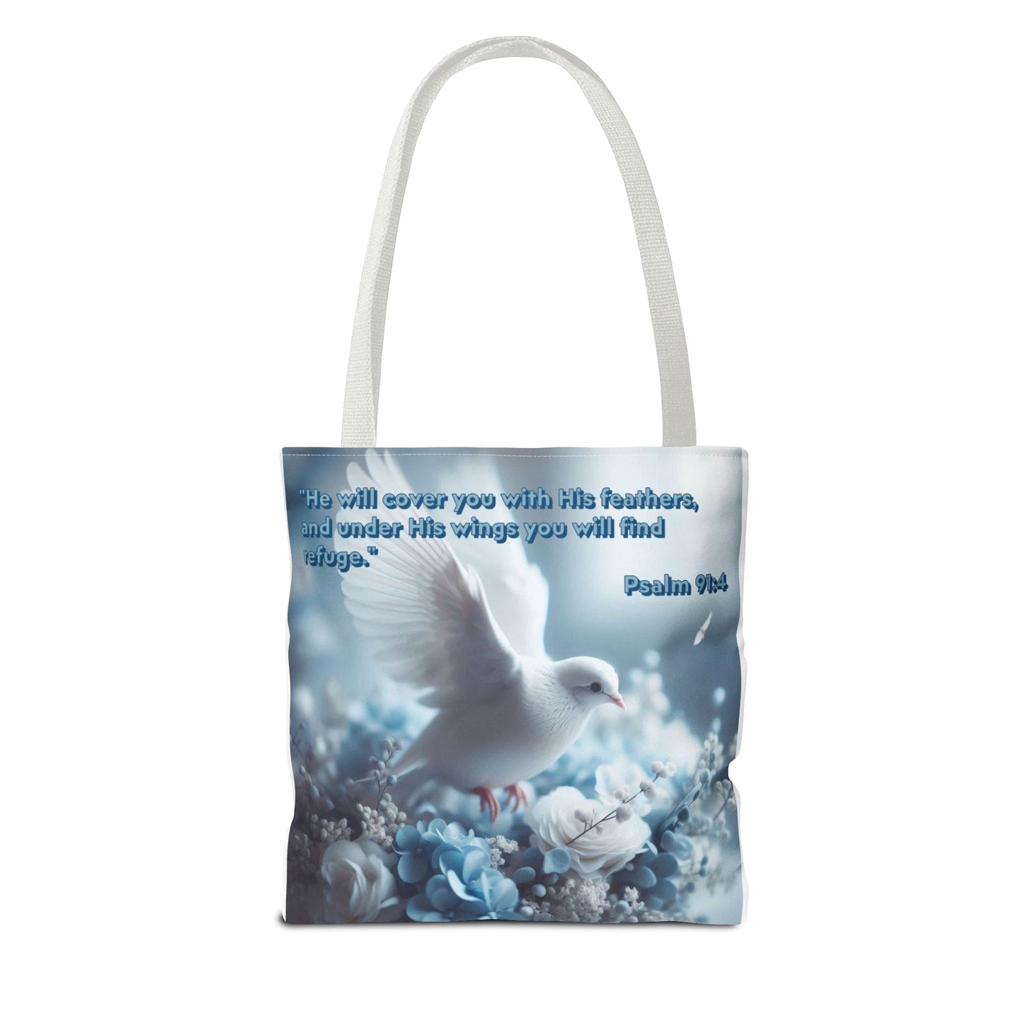 Tote Bag (AOP) "Under His wings you will find refuge"