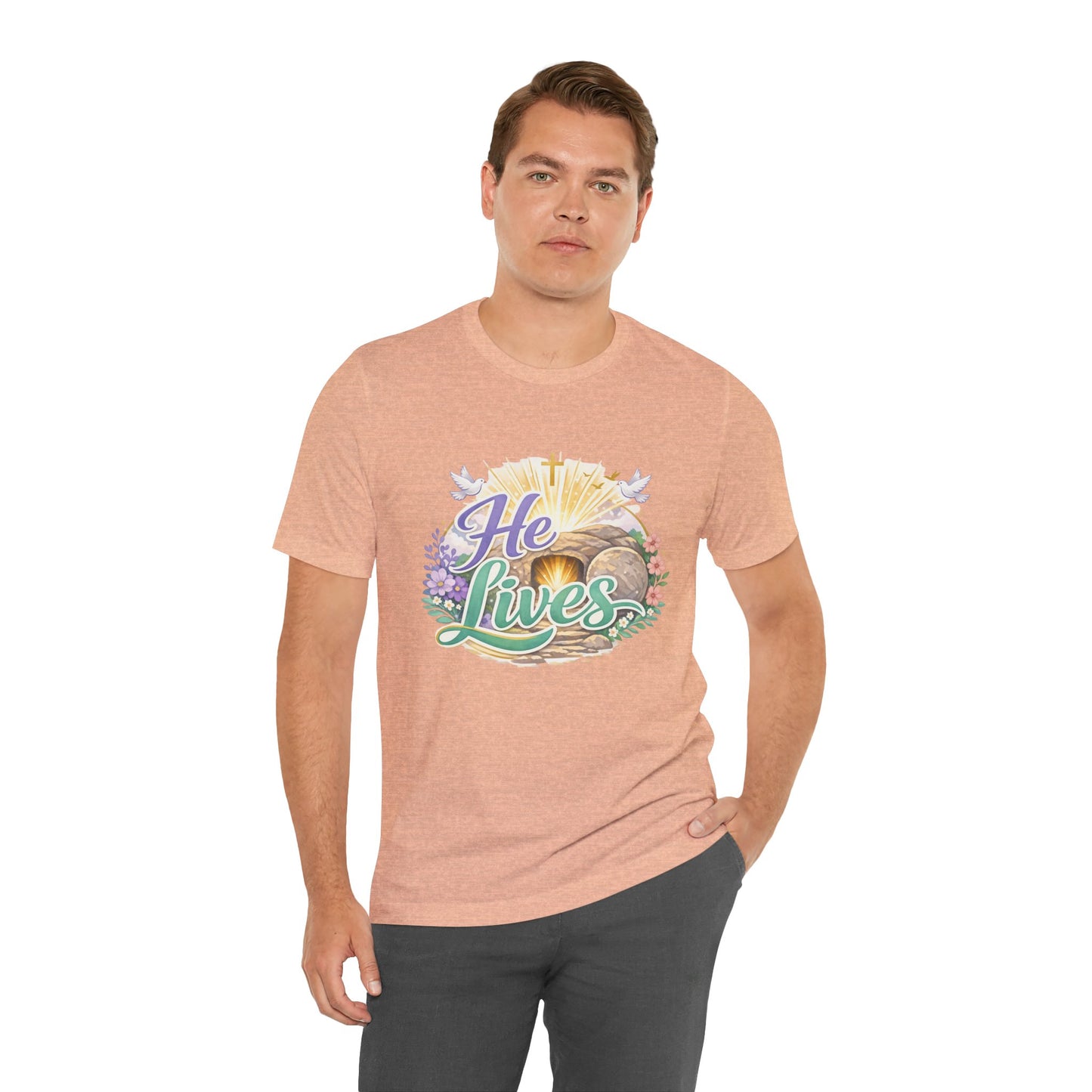 He Lives Jesus Tomb Tee — Christian Easter T‑Shirt