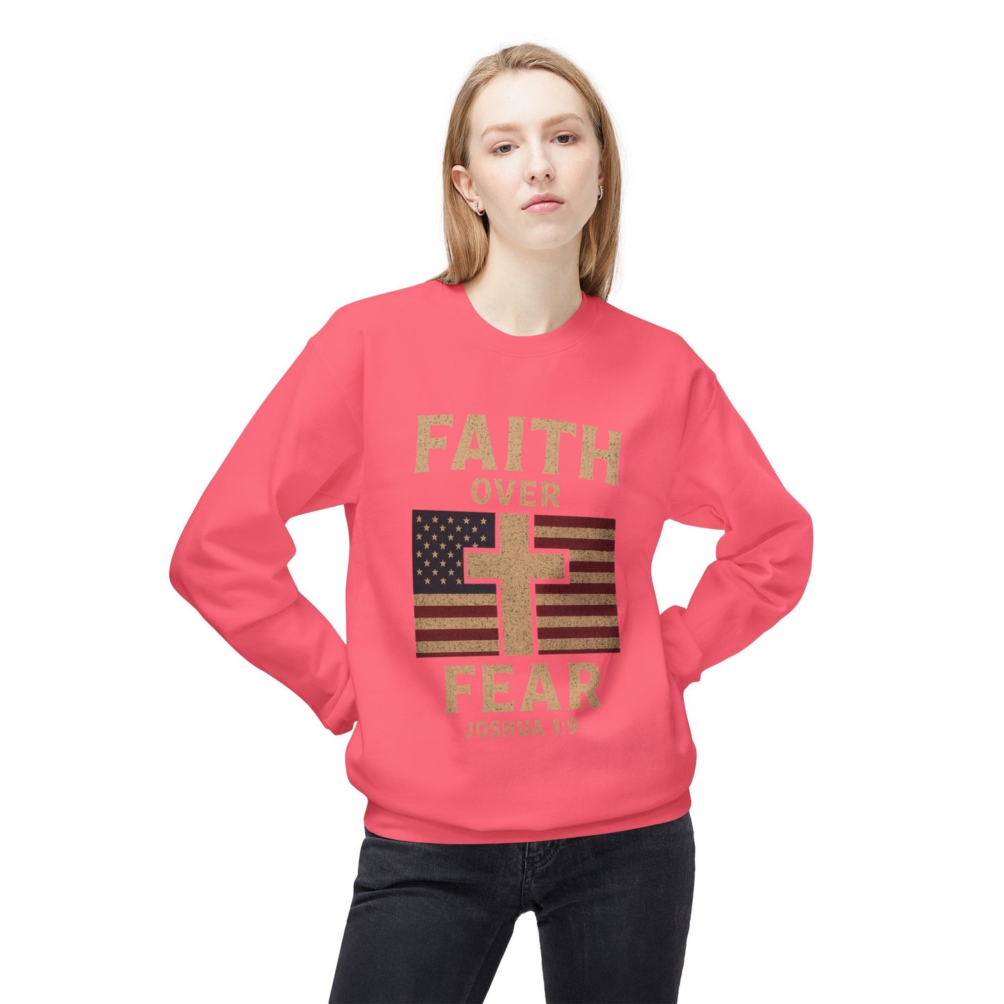 Faith Over Fear Christian Cross Sweatshirt