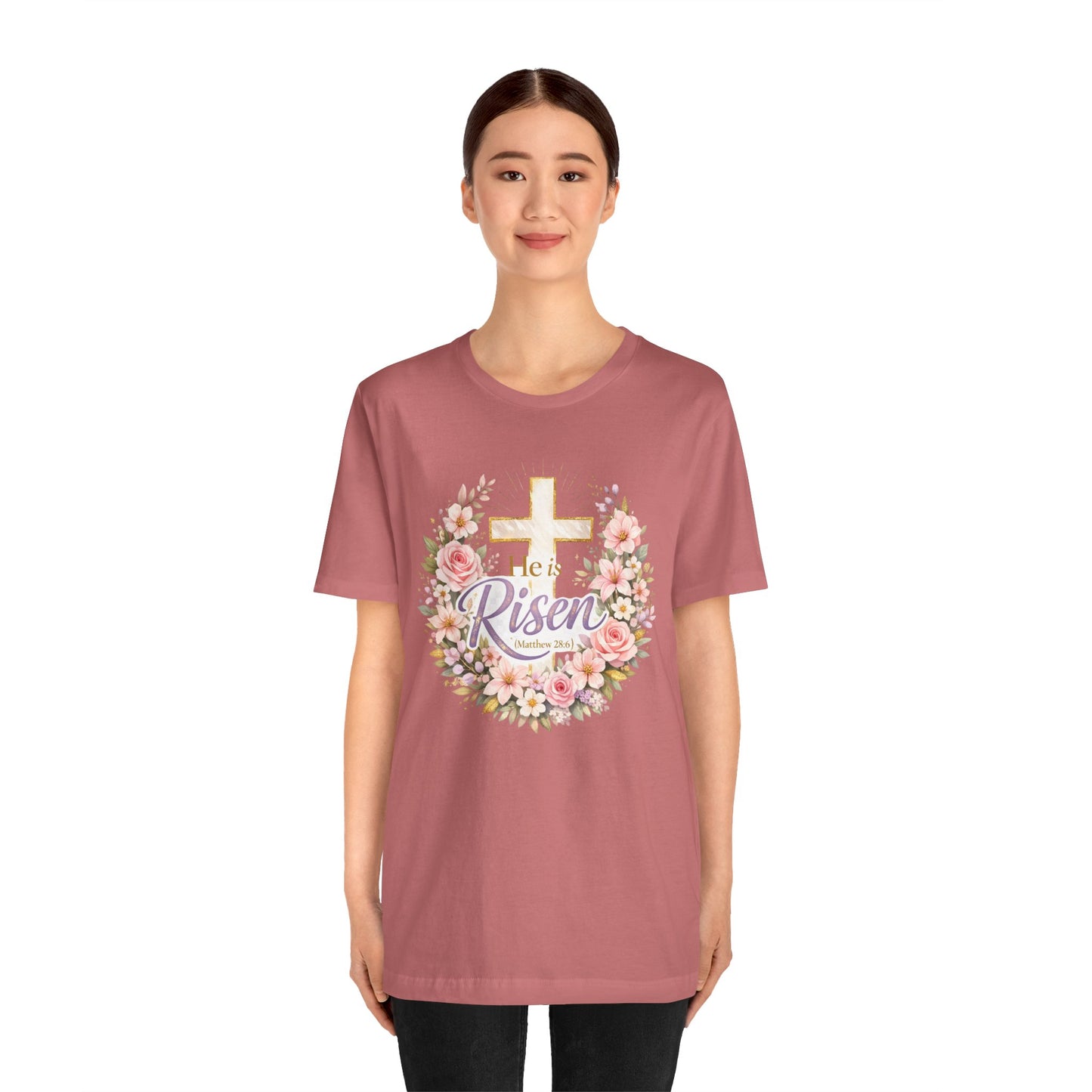 He Is Risen Floral Cross T-Shirt
