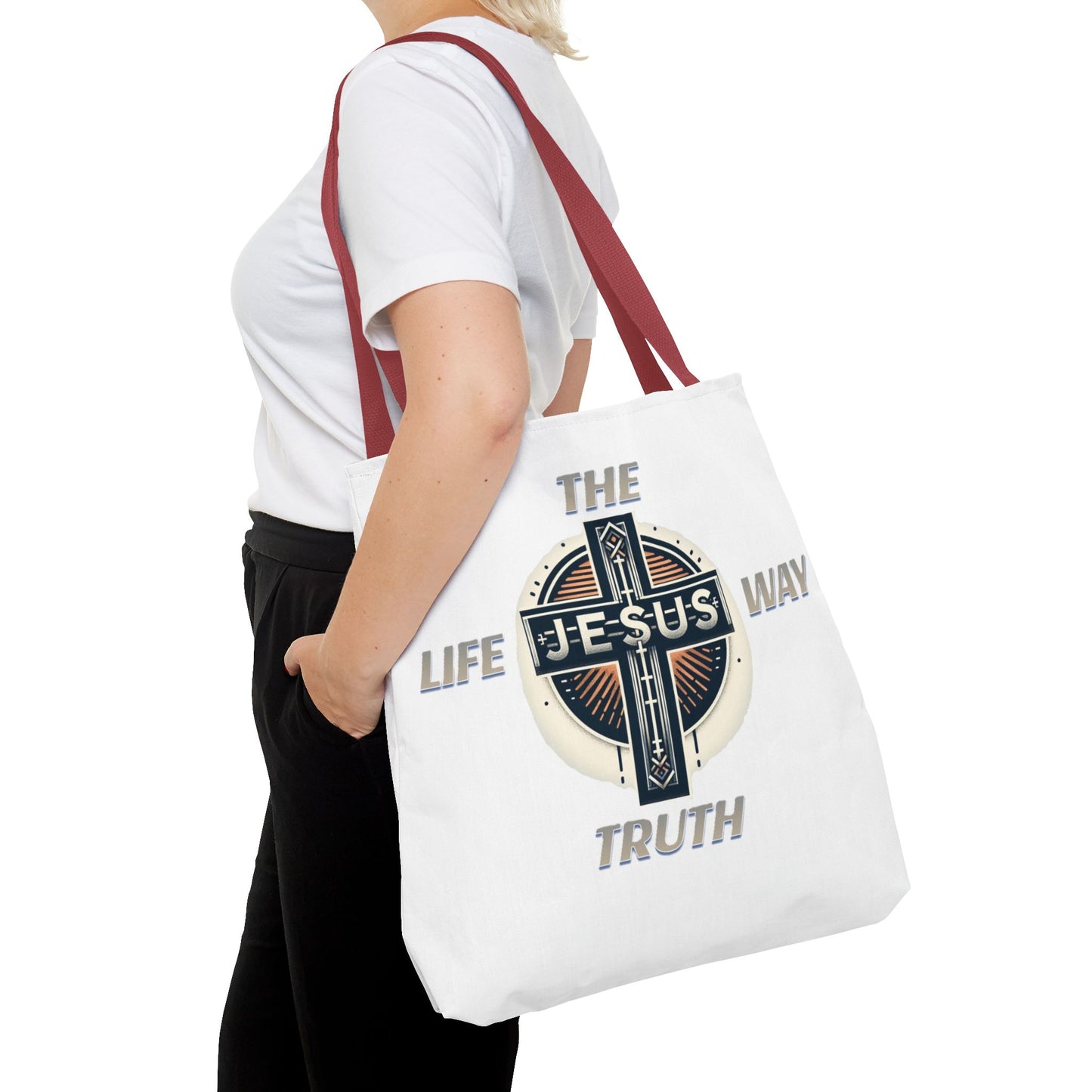 Tote Bag (AOP)"JESUS IS THE WAY TRUTH LIFE"