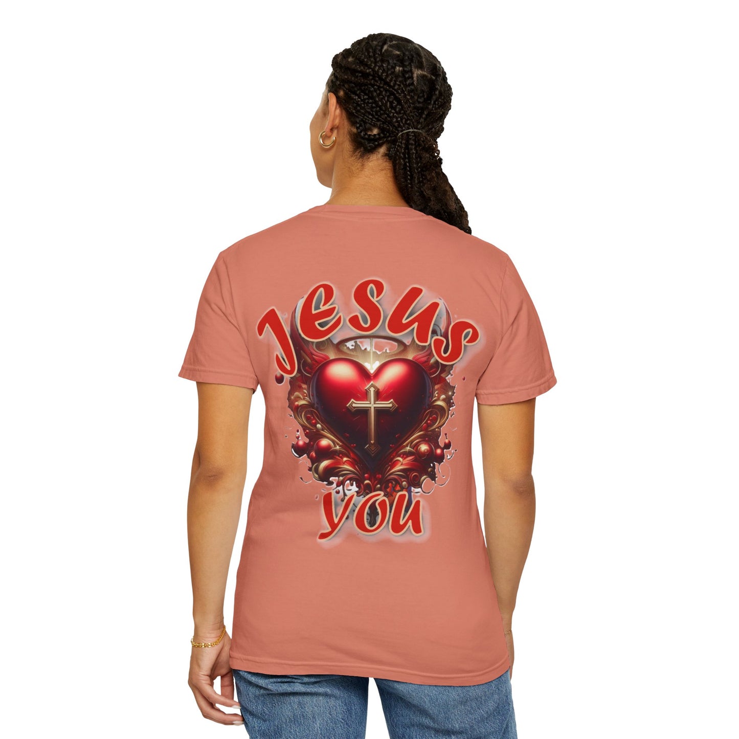 Christian Cross Heart Unisex T-shirt - Jesus Loves You Design