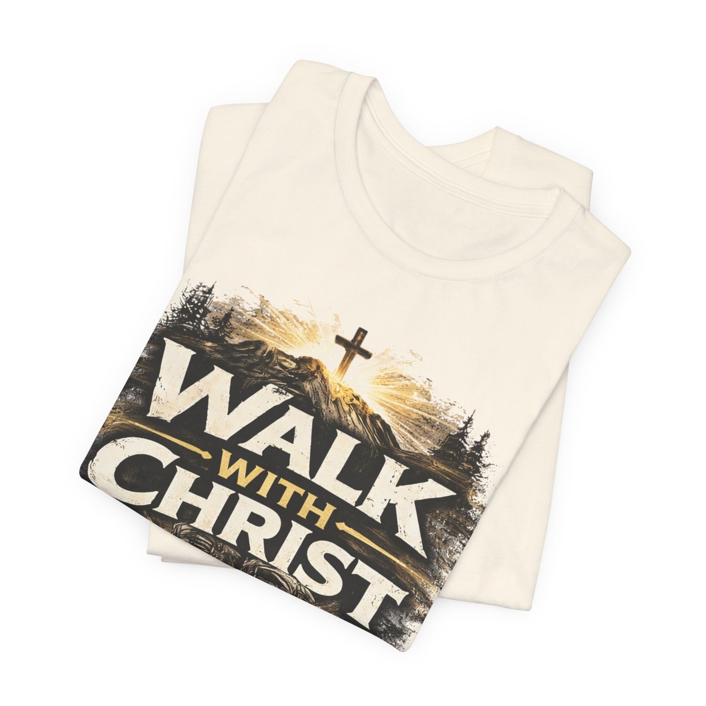 Walk With Christ T-Shirt — Christian Faith Tee with Boots & Cross Design