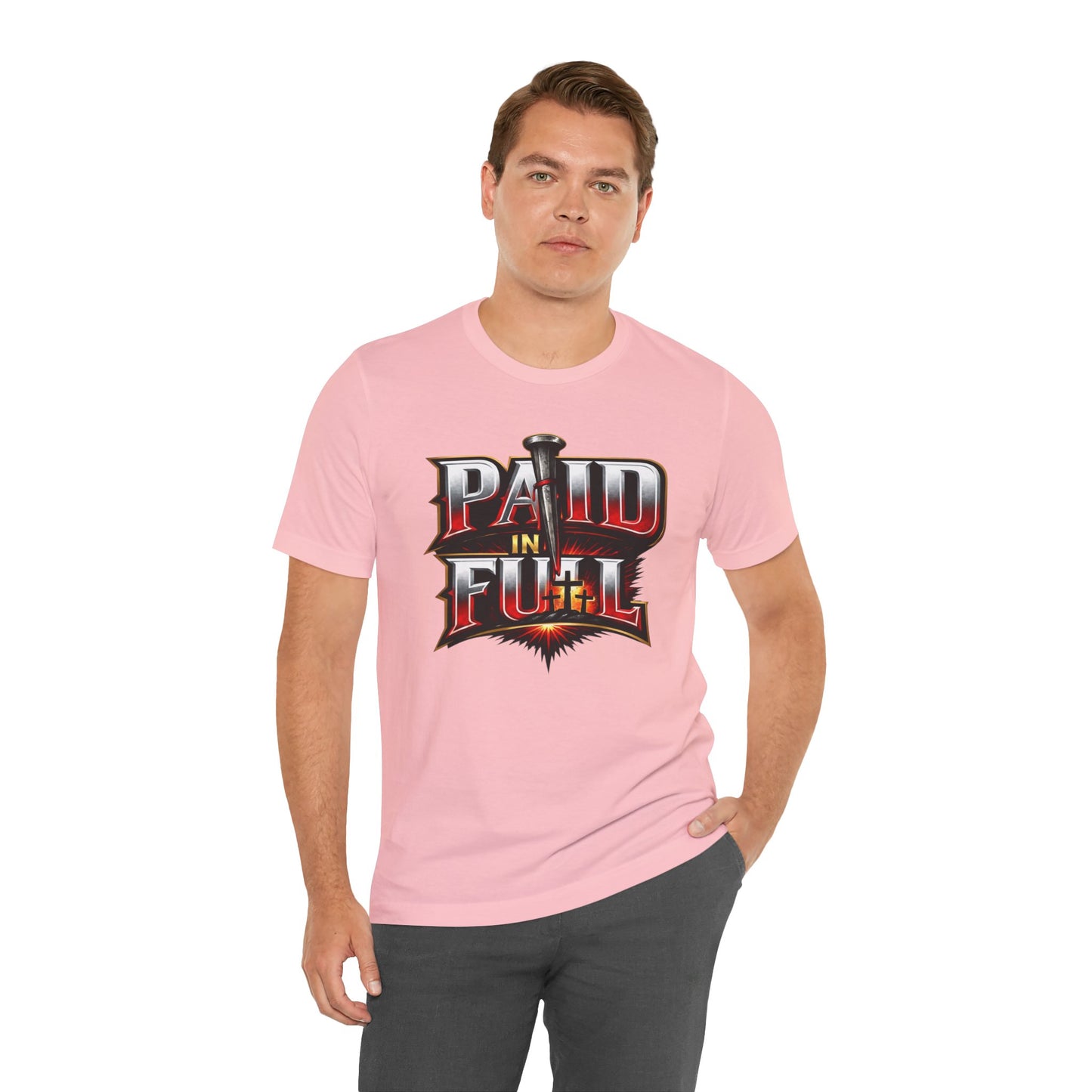 Paid In Full Christian Cross T-Shirt — Nail & Triple Cross Graphic