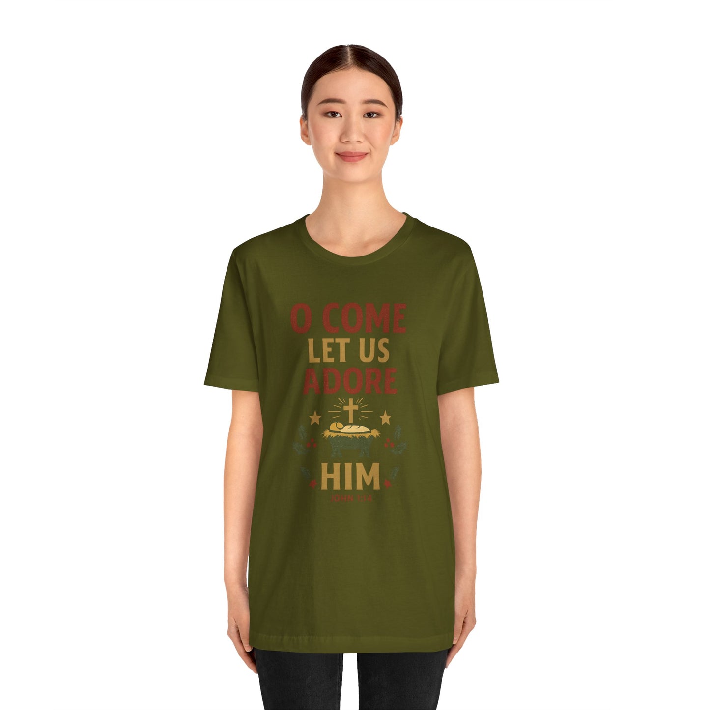 O Come Let Us Adore Him Christmas T-Shirt