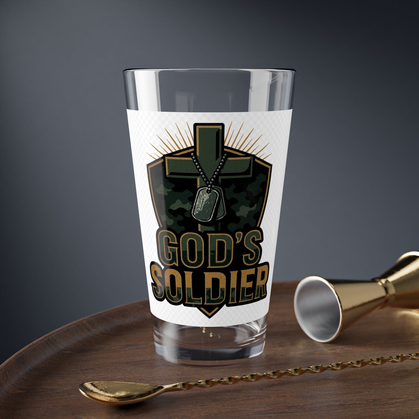 God's Soldier Mixing Glass — 16oz Cocktail Glass
