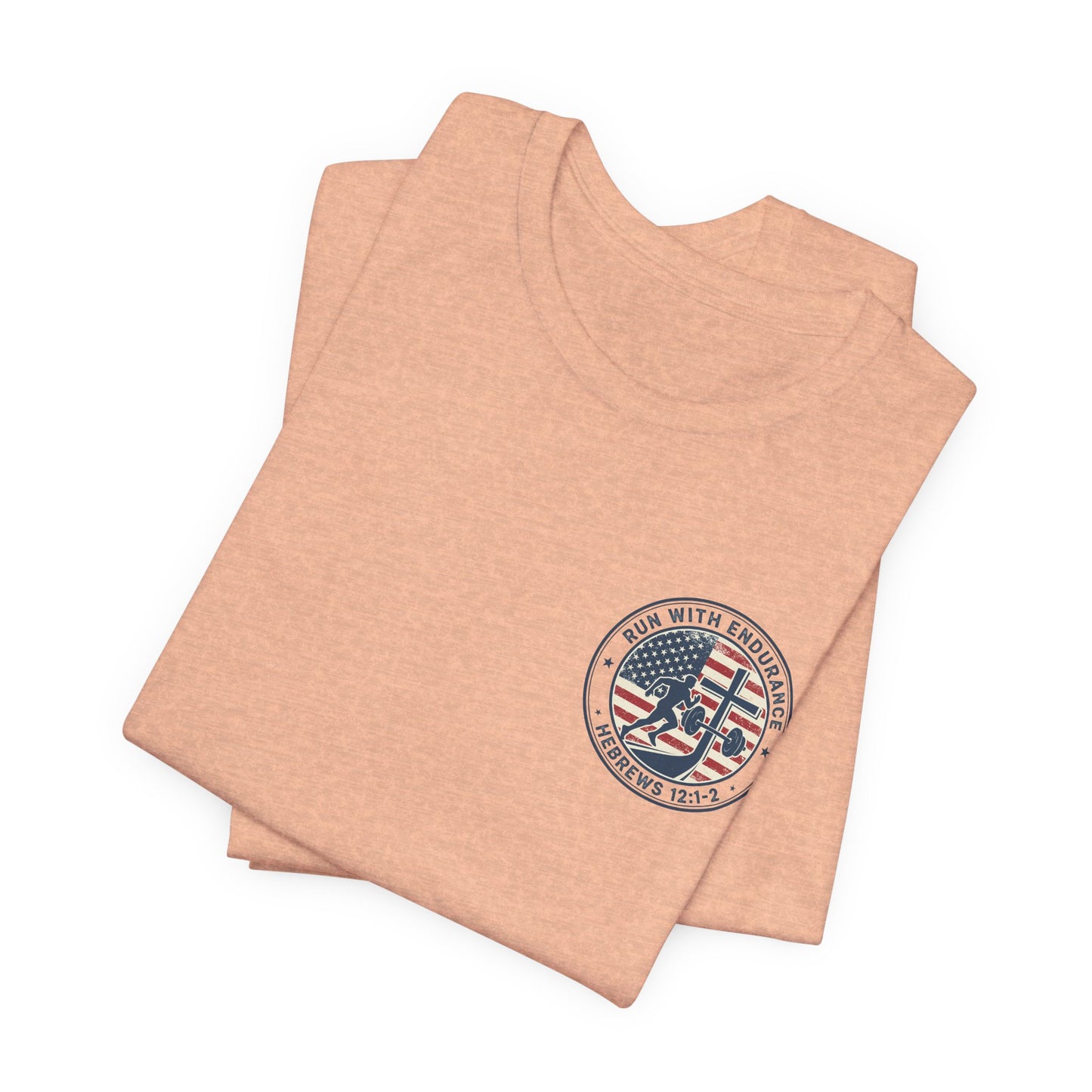 Hebrews 12:1-2 'Run With Endurance' T-Shirt — Inspirational Christian Tee