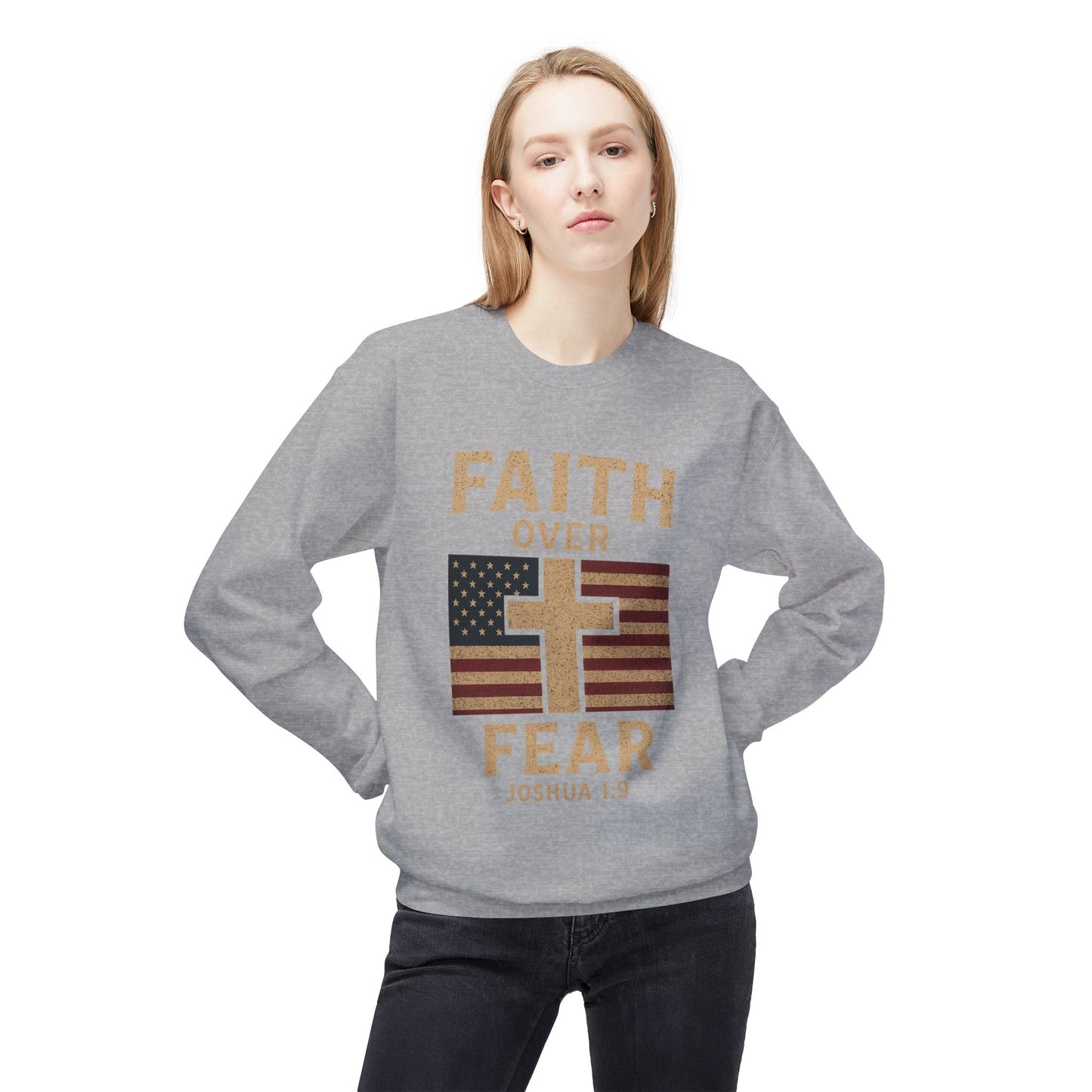 Faith Over Fear Christian Cross Sweatshirt