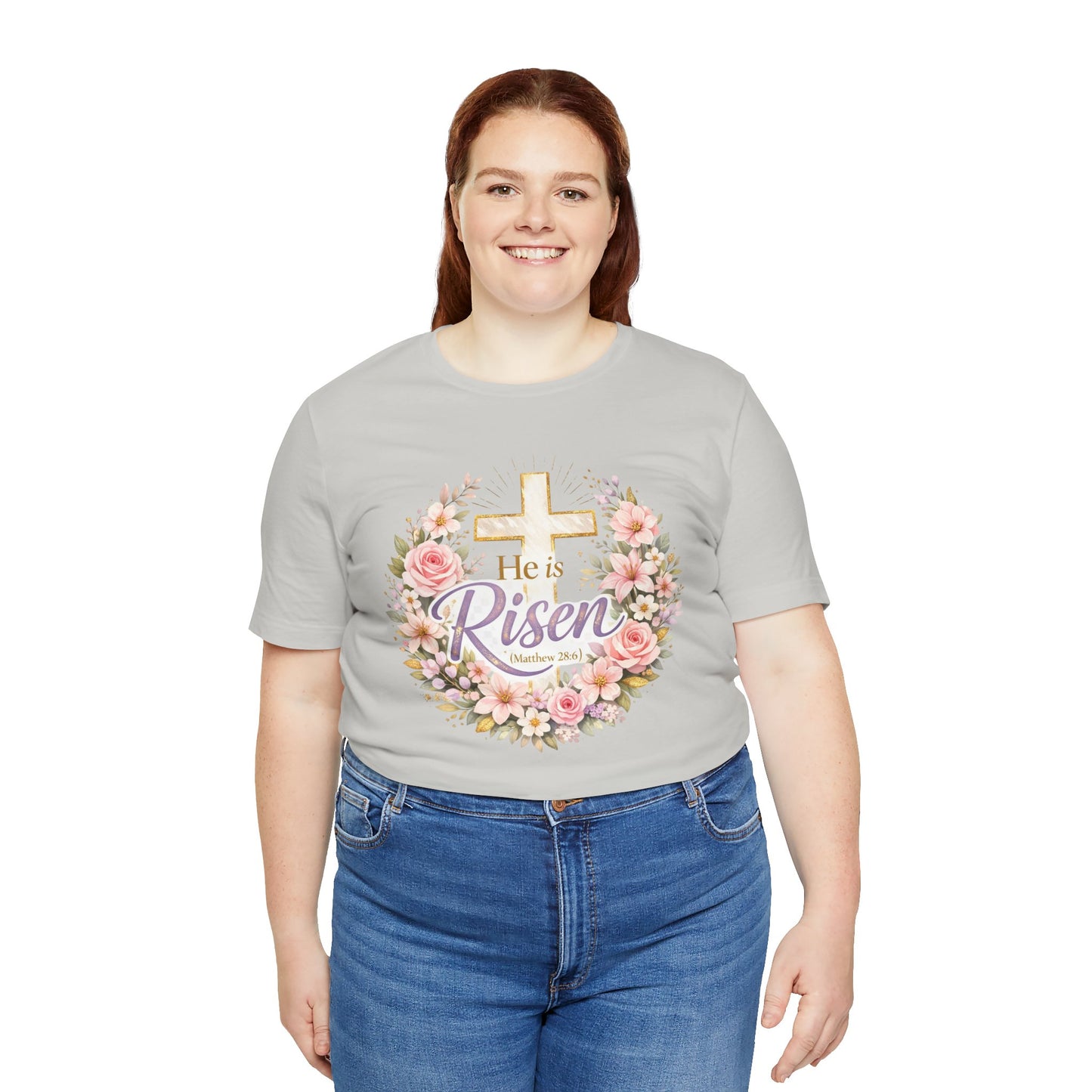 He Is Risen Floral Cross T-Shirt
