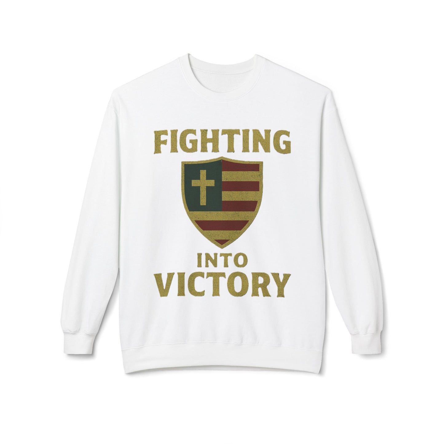 Christian Cross Shield Sweatshirt - Fighting into Victory