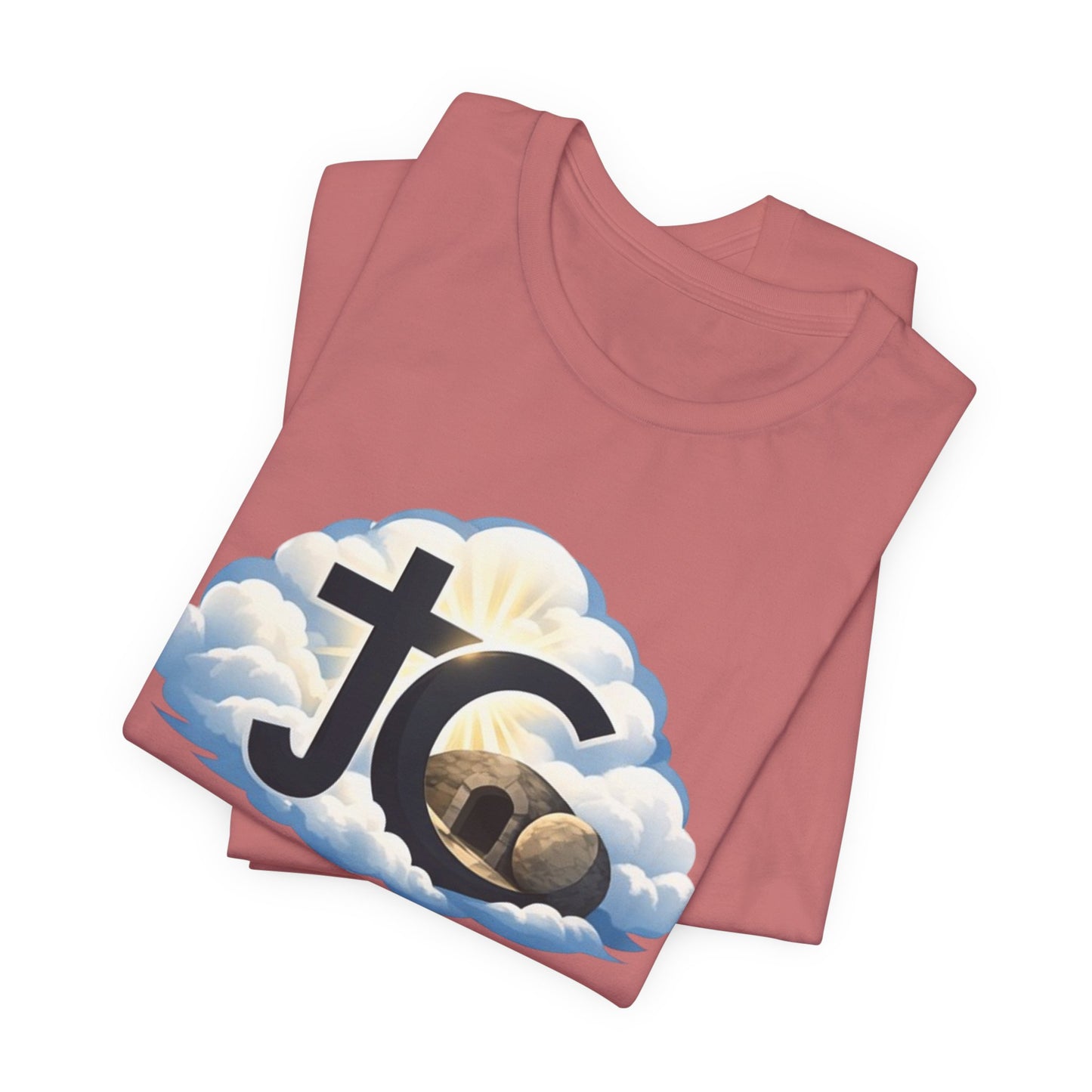 Jesus Christ (JC) Cross Tee — Crucified, Risen & Coming Again
