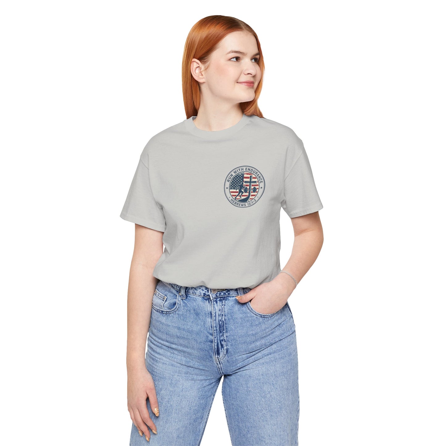 Hebrews 12:1-2 'Run With Endurance' T-Shirt — Inspirational Christian Tee