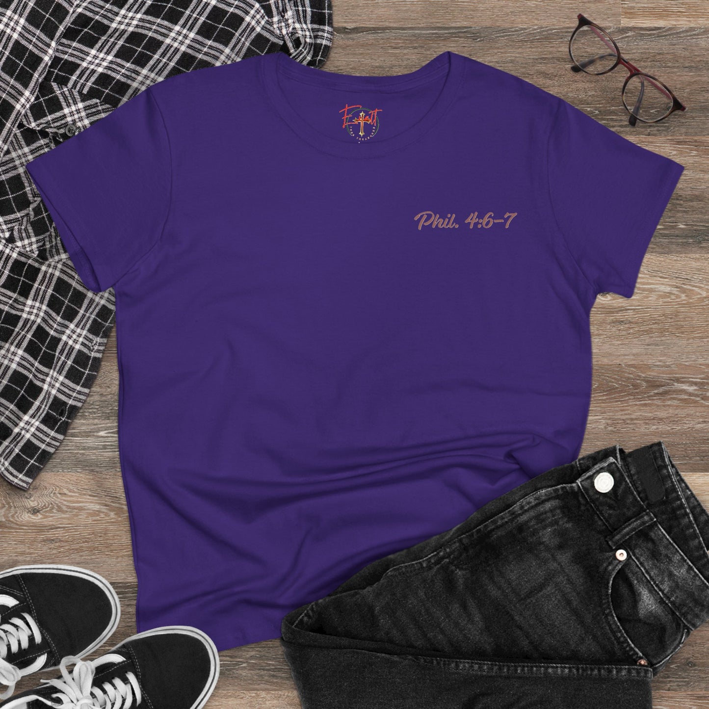 Women's Tee with Heart and Praying Hands Design