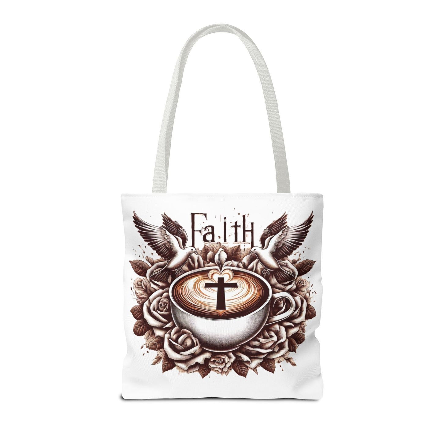 Tote Bag (AOP) "Faith and Coffee"