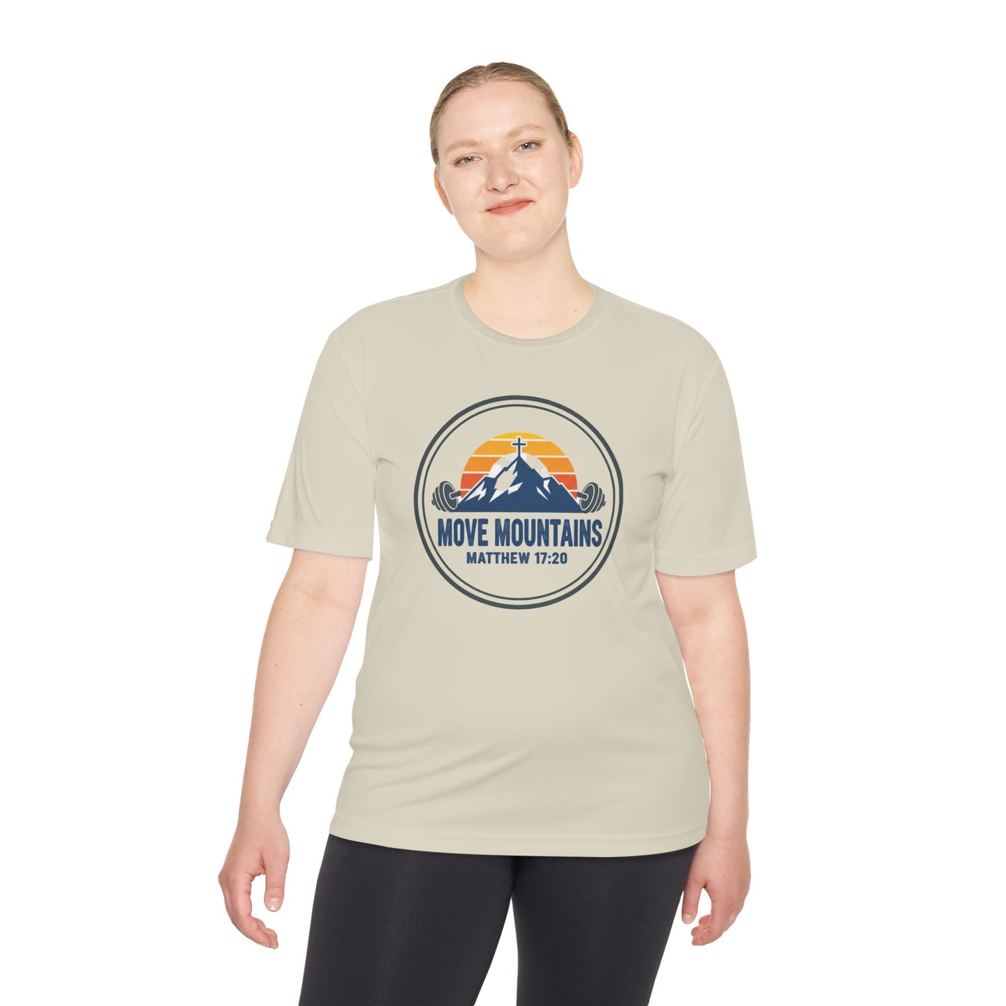 Matthew 17:20 'Move Mountains' Workout Tee — Moisture-Wicking Athletic Shirt
