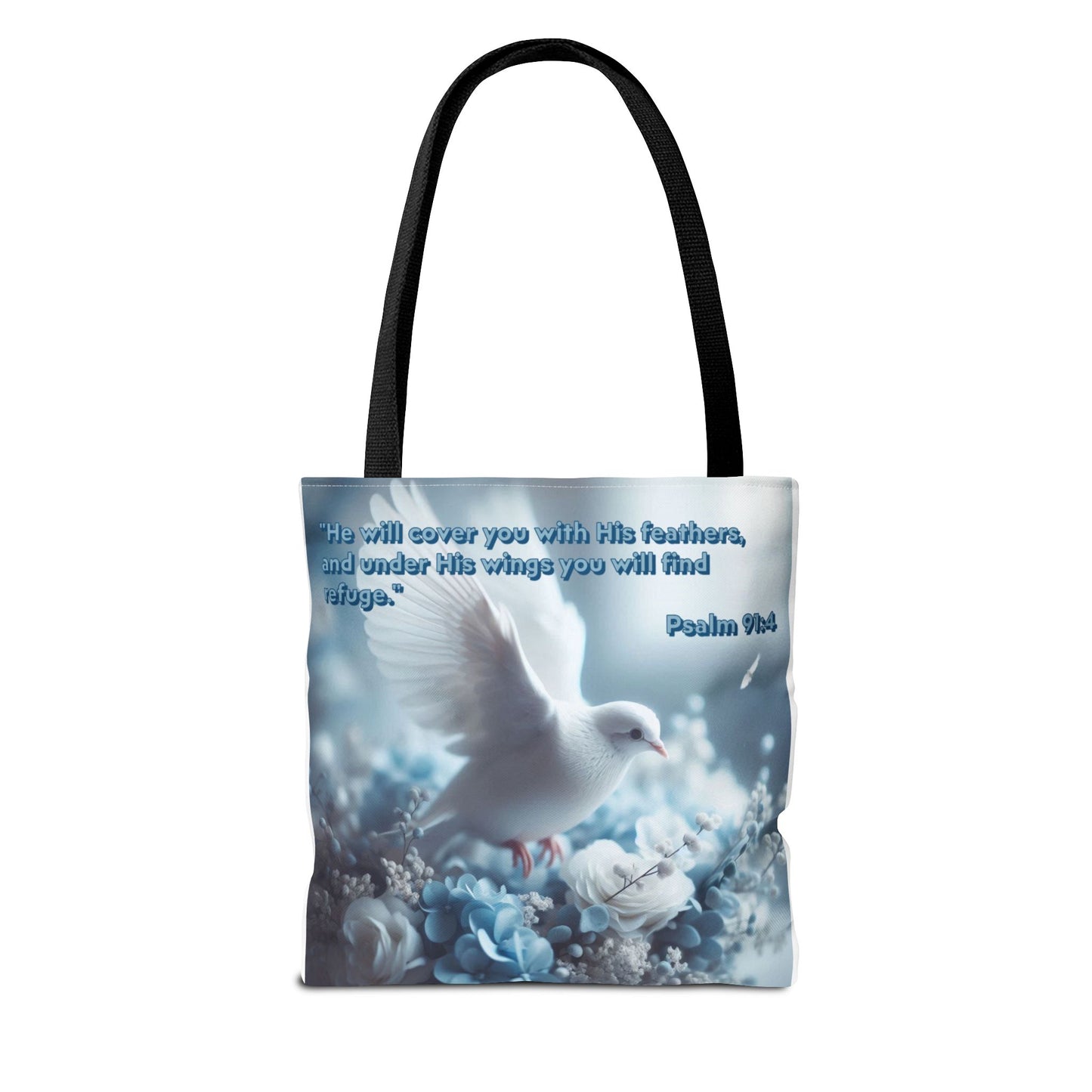 Tote Bag (AOP) "Under His wings you will find refuge"