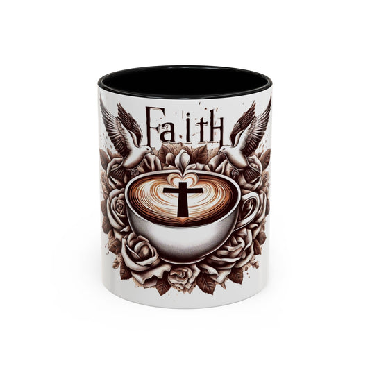 Accent Coffee Mug (11, 15oz) "Faith & Coffee"