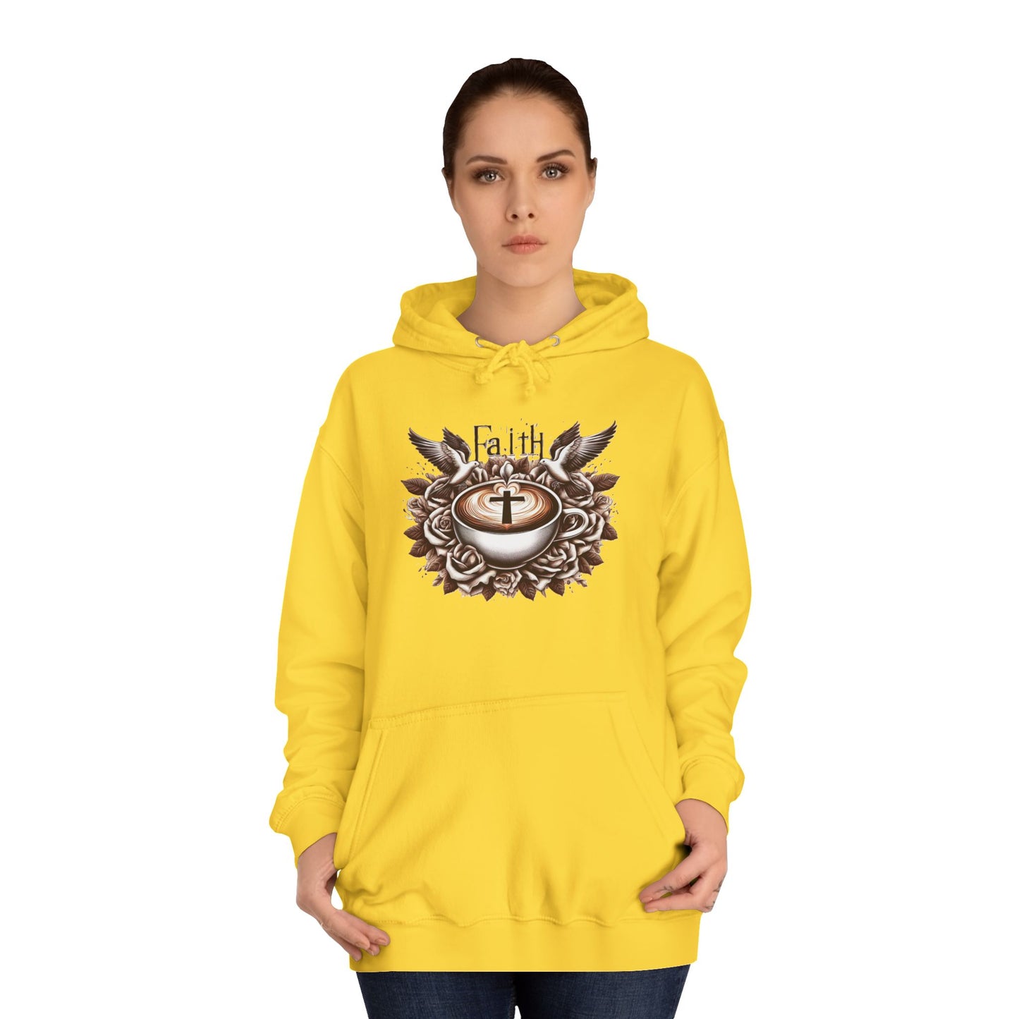 Unisex College Hoodie "Faith and Coffee"