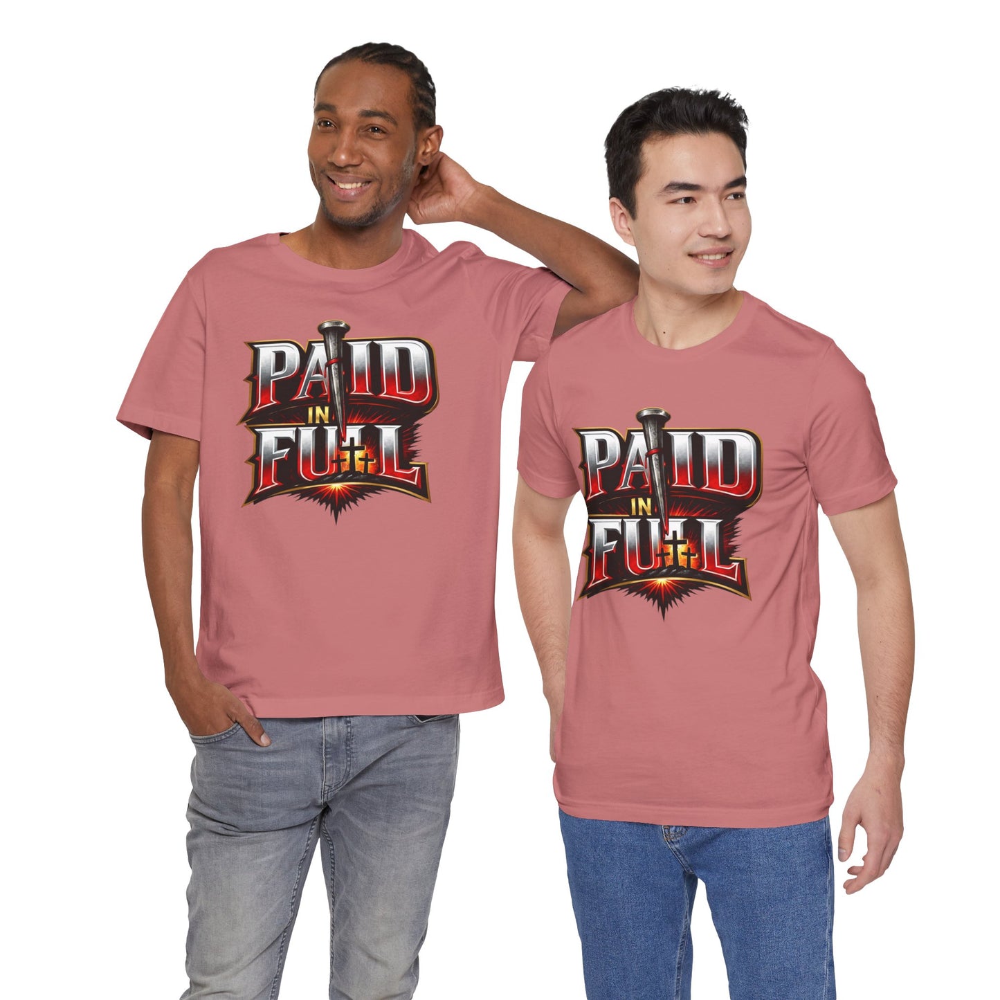 Paid In Full Christian Cross T-Shirt — Nail & Triple Cross Graphic