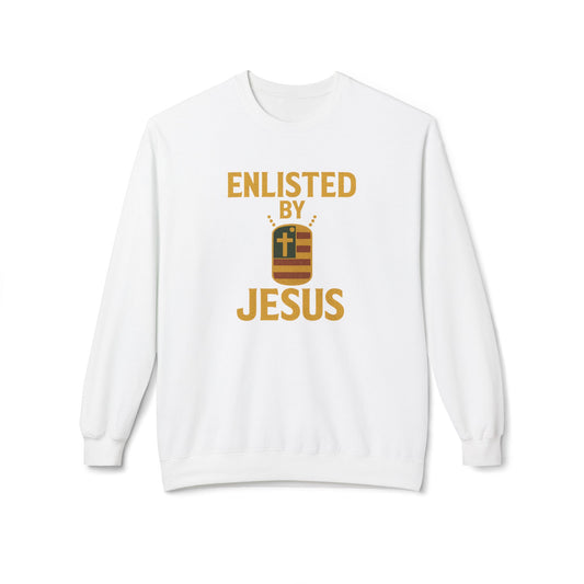 Sweatshirt Enlisted by Jesus Christian Cross/Flag Dog tag