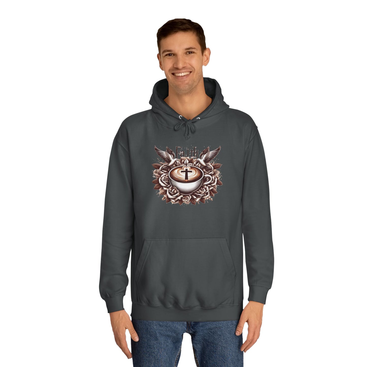 Unisex College Hoodie "Faith and Coffee"
