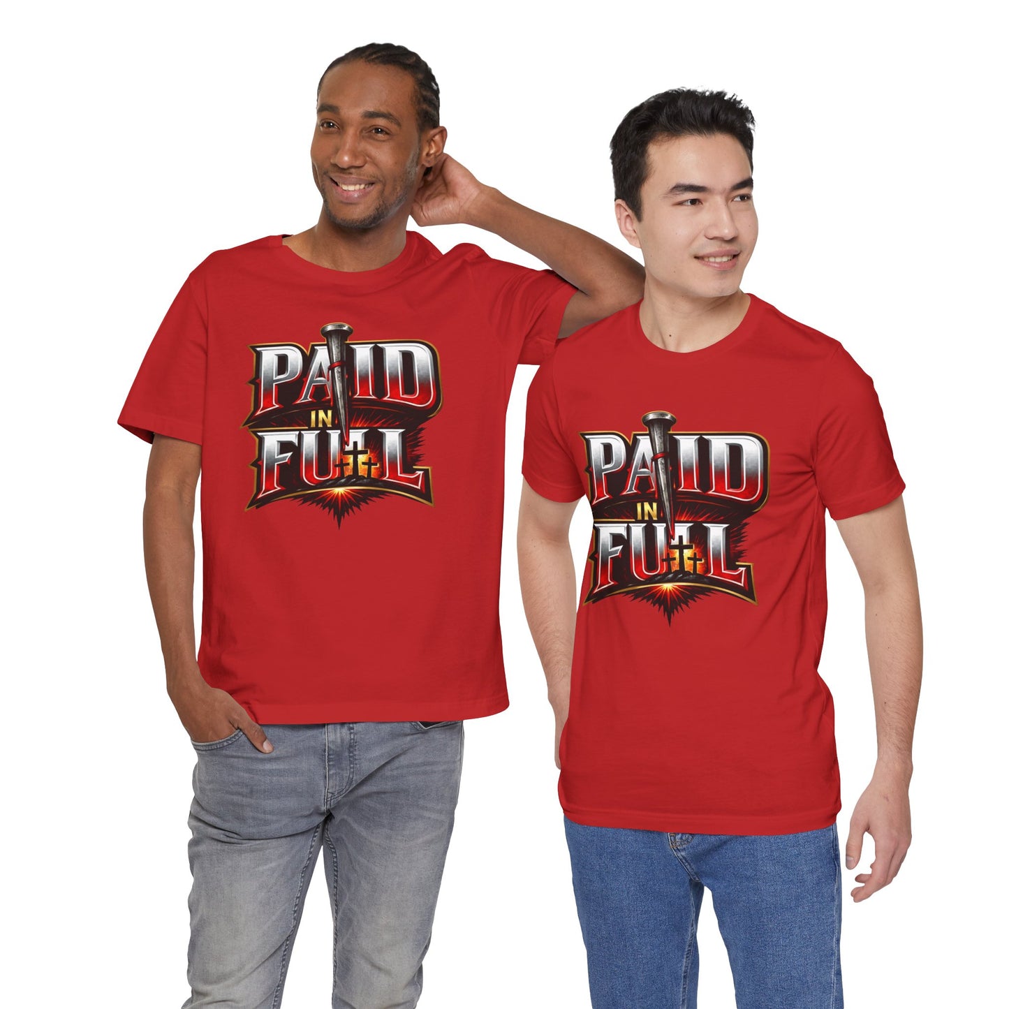 Paid In Full Christian Cross T-Shirt — Nail & Triple Cross Graphic