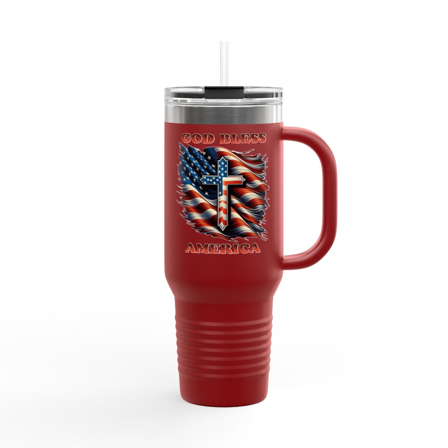 Insulated Travel Mug, 40oz "GOD BLESS AMERICA"