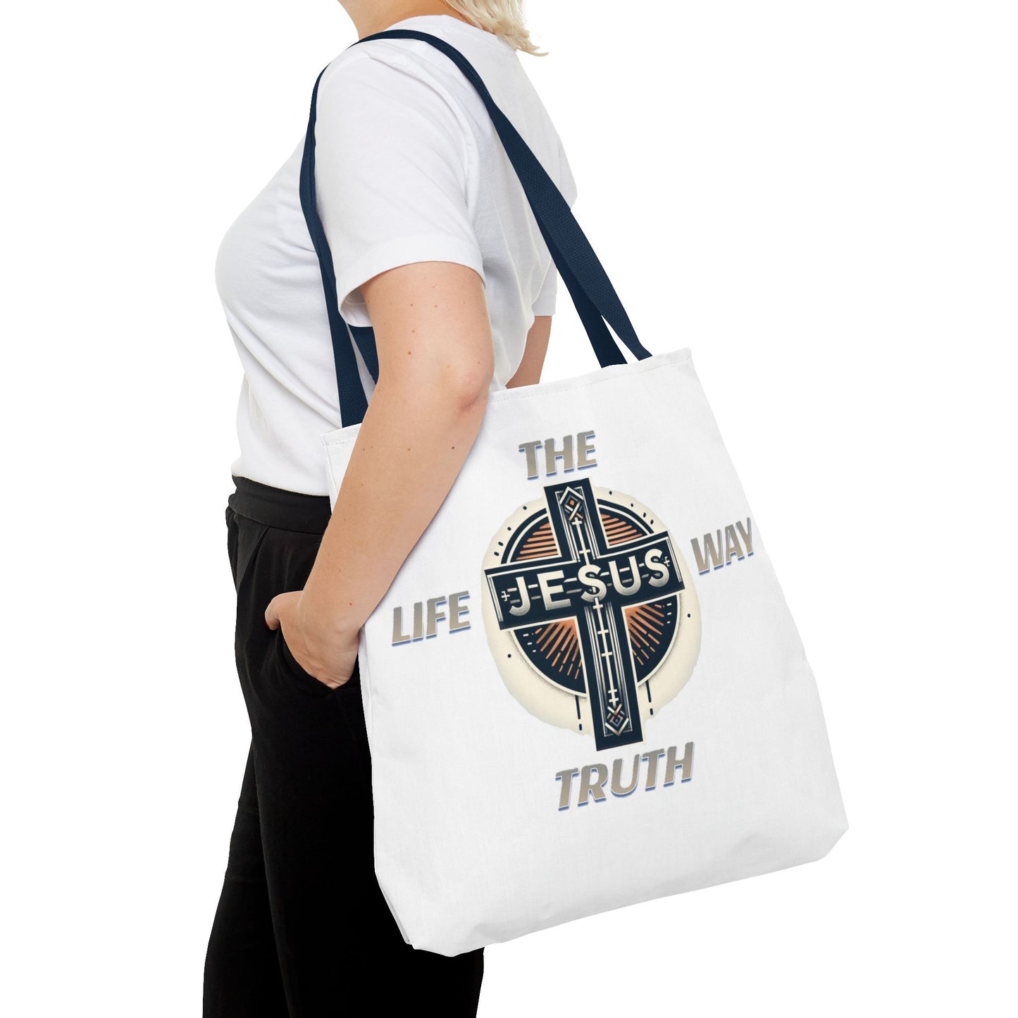 Tote Bag (AOP)"JESUS IS THE WAY TRUTH LIFE"