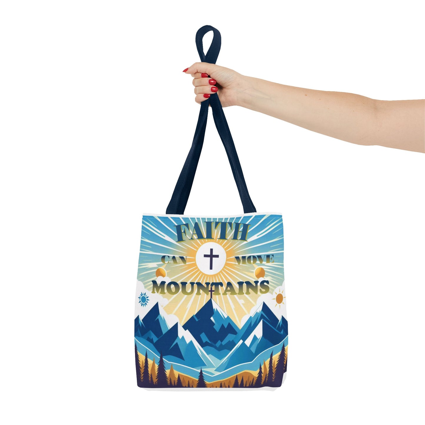 "FAITH CAN MOVE MOUNTAINS" Tote Bag (AOP)