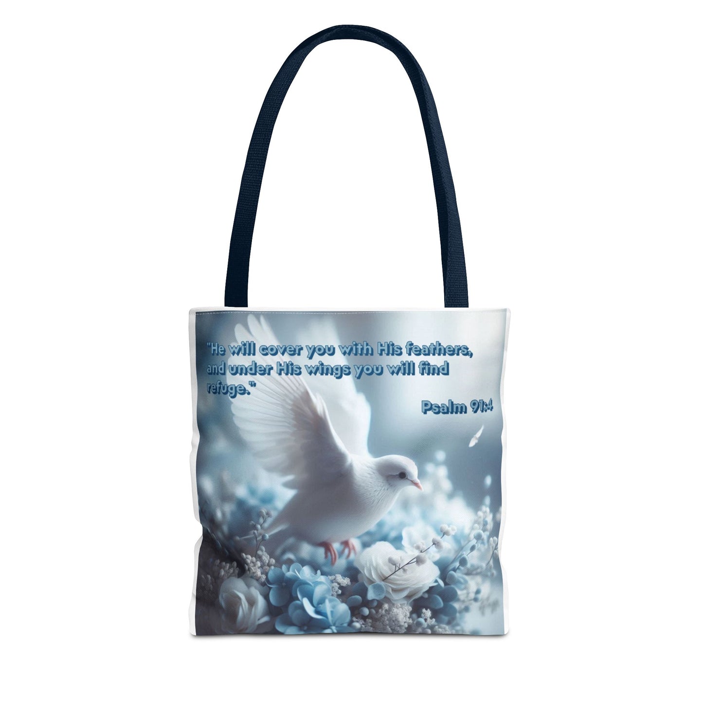 Tote Bag (AOP) "Under His wings you will find refuge"