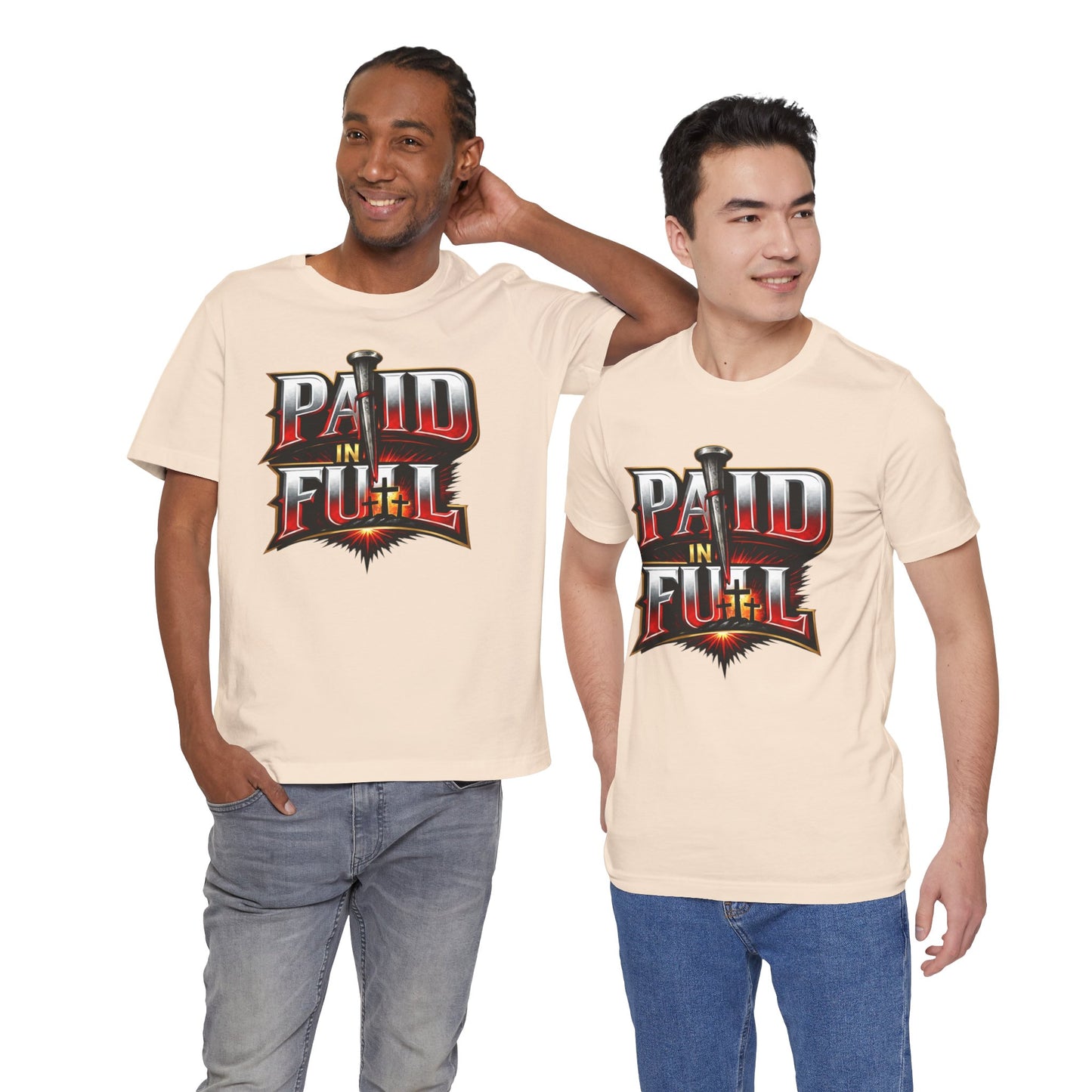 Paid In Full Christian Cross T-Shirt — Nail & Triple Cross Graphic