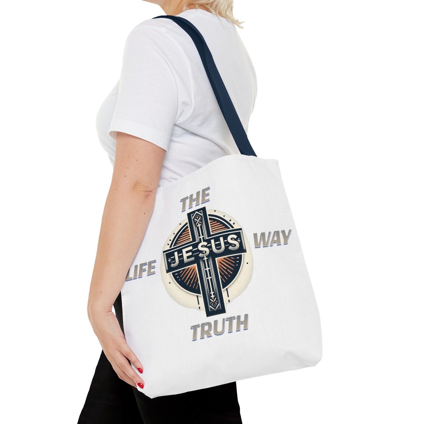Tote Bag (AOP)"JESUS IS THE WAY TRUTH LIFE"