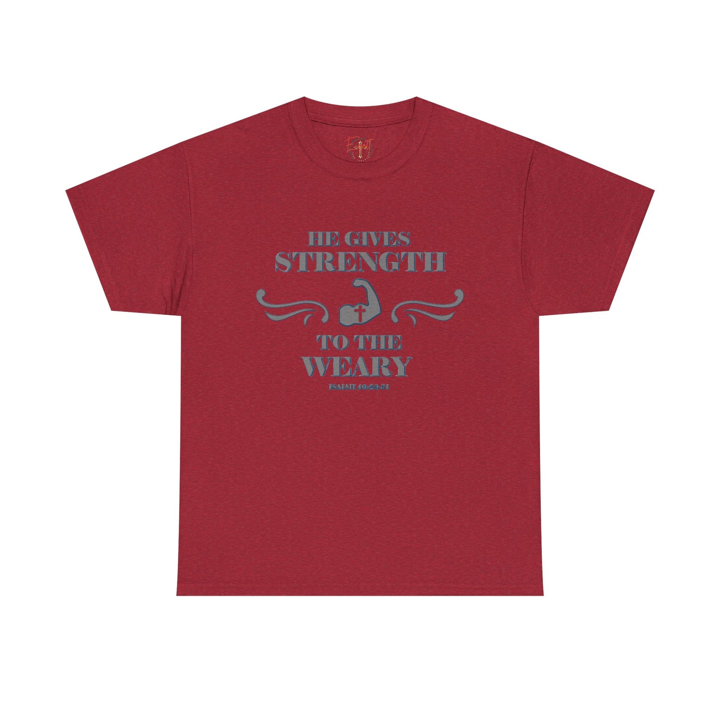 Christian Tee - Bible Verse Isaiah 40:29-31 'He gives Strength to the Weary'