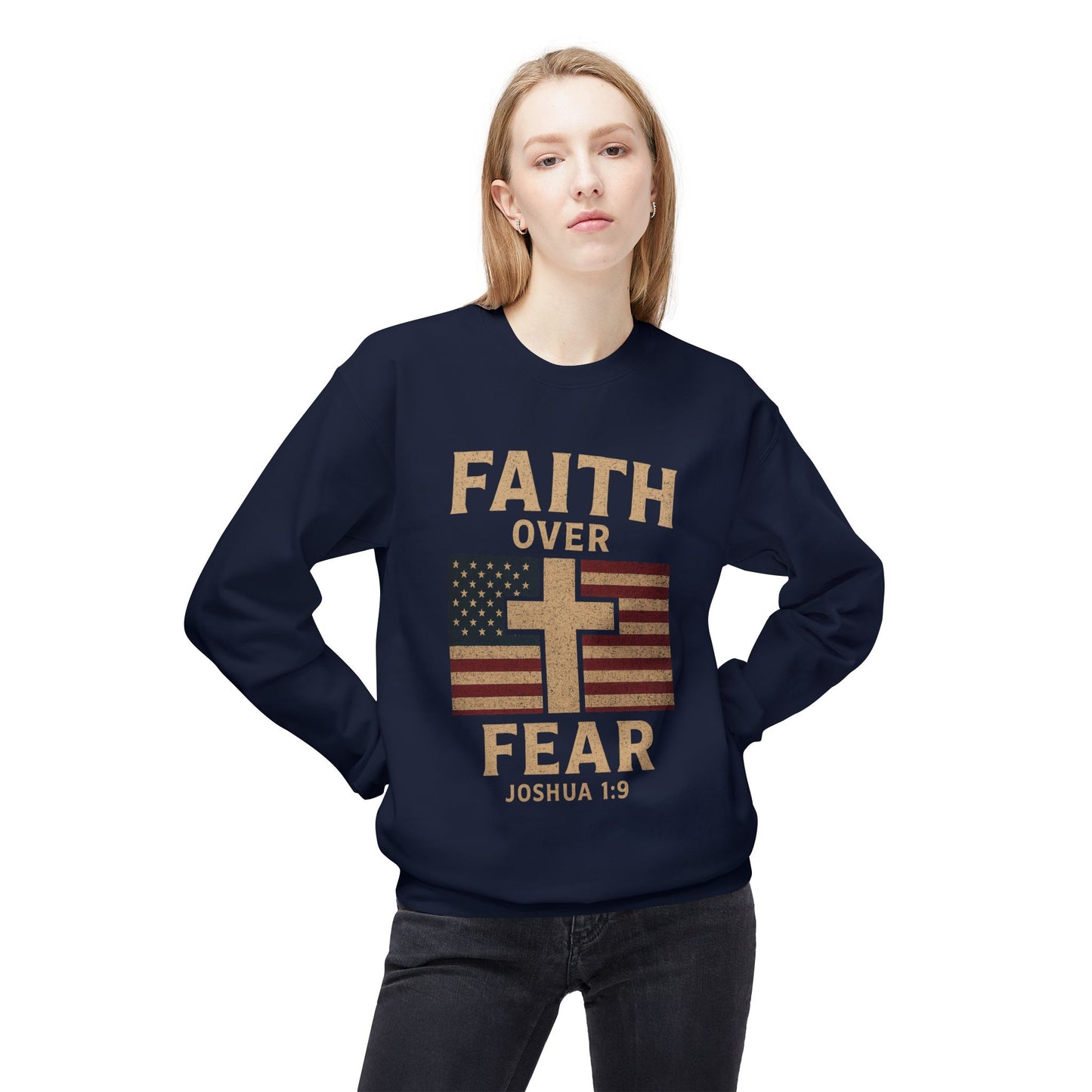 Faith Over Fear Christian Cross Sweatshirt
