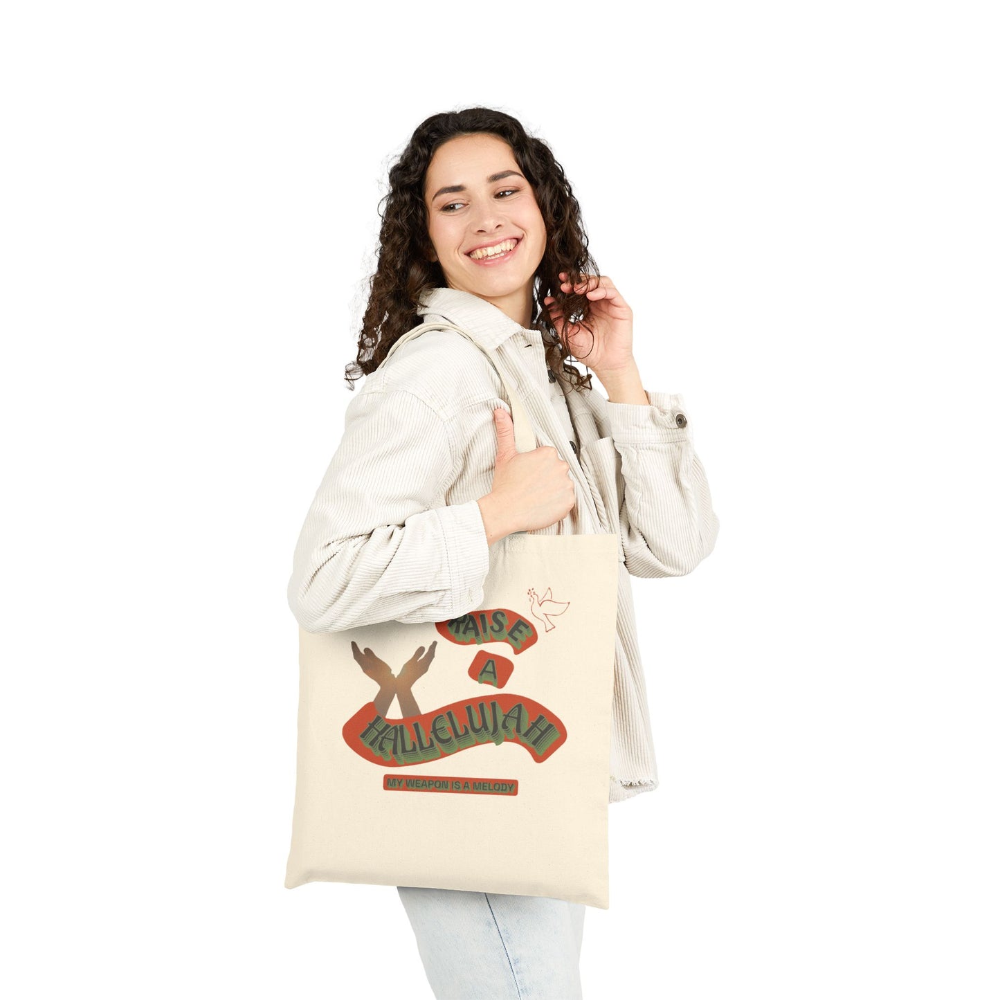 Cotton Canvas Tote Bag "I RAISE A HALLELUJAH"