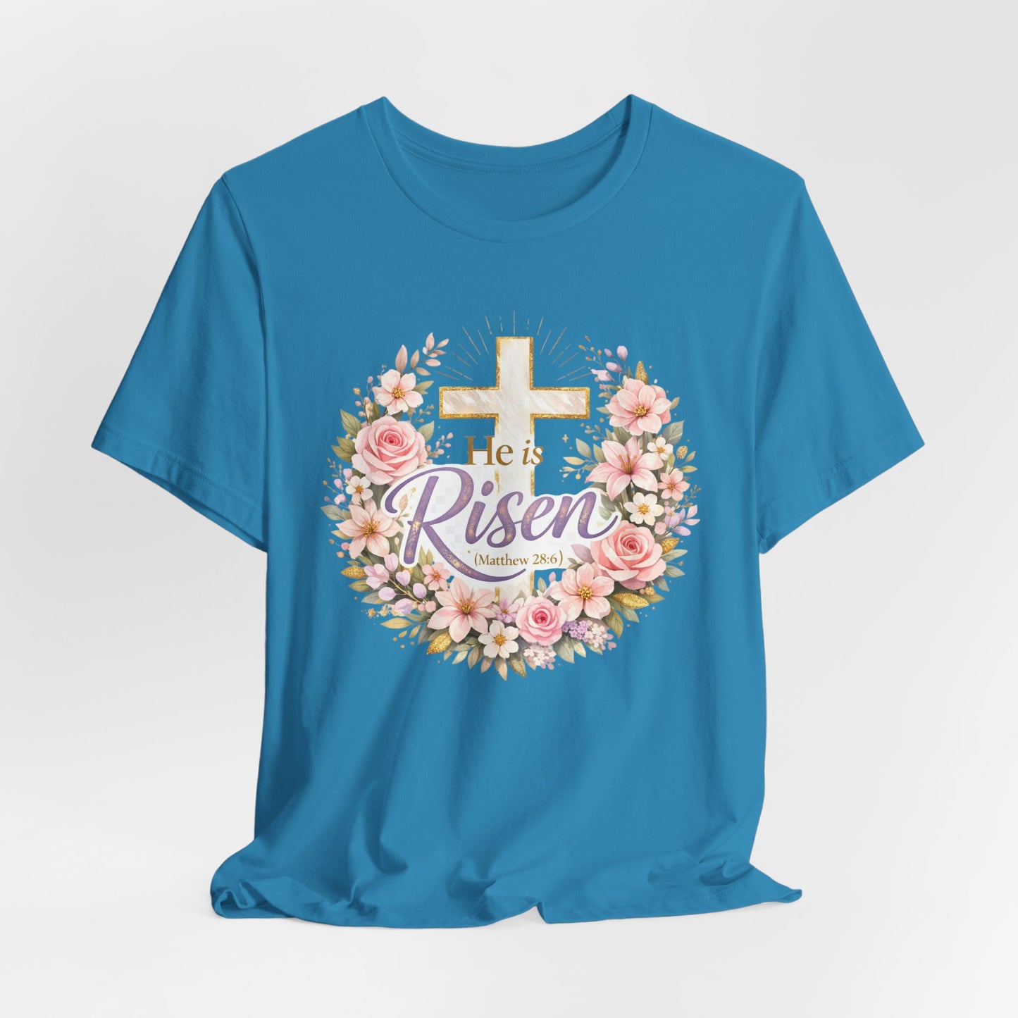 He Is Risen Floral Cross T-Shirt