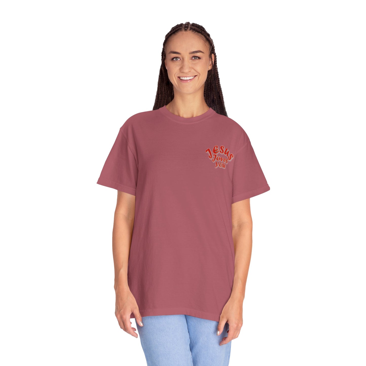 Christian Cross Heart Unisex T-shirt - Jesus Loves You Design