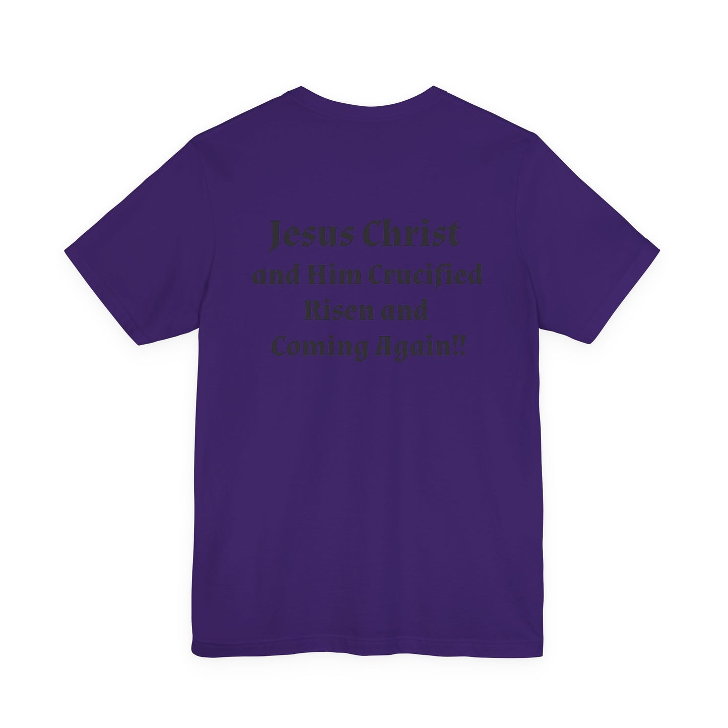 Jesus Christ (JC) Cross Tee — Crucified, Risen & Coming Again