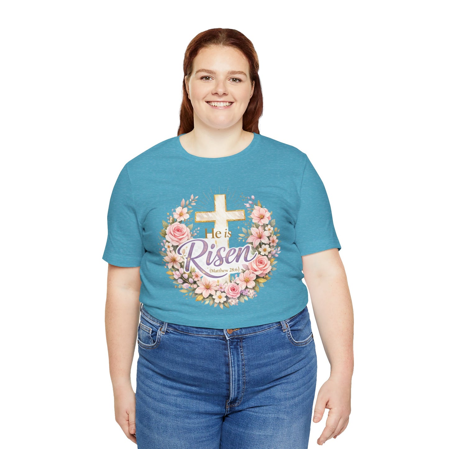 He Is Risen Floral Cross T-Shirt