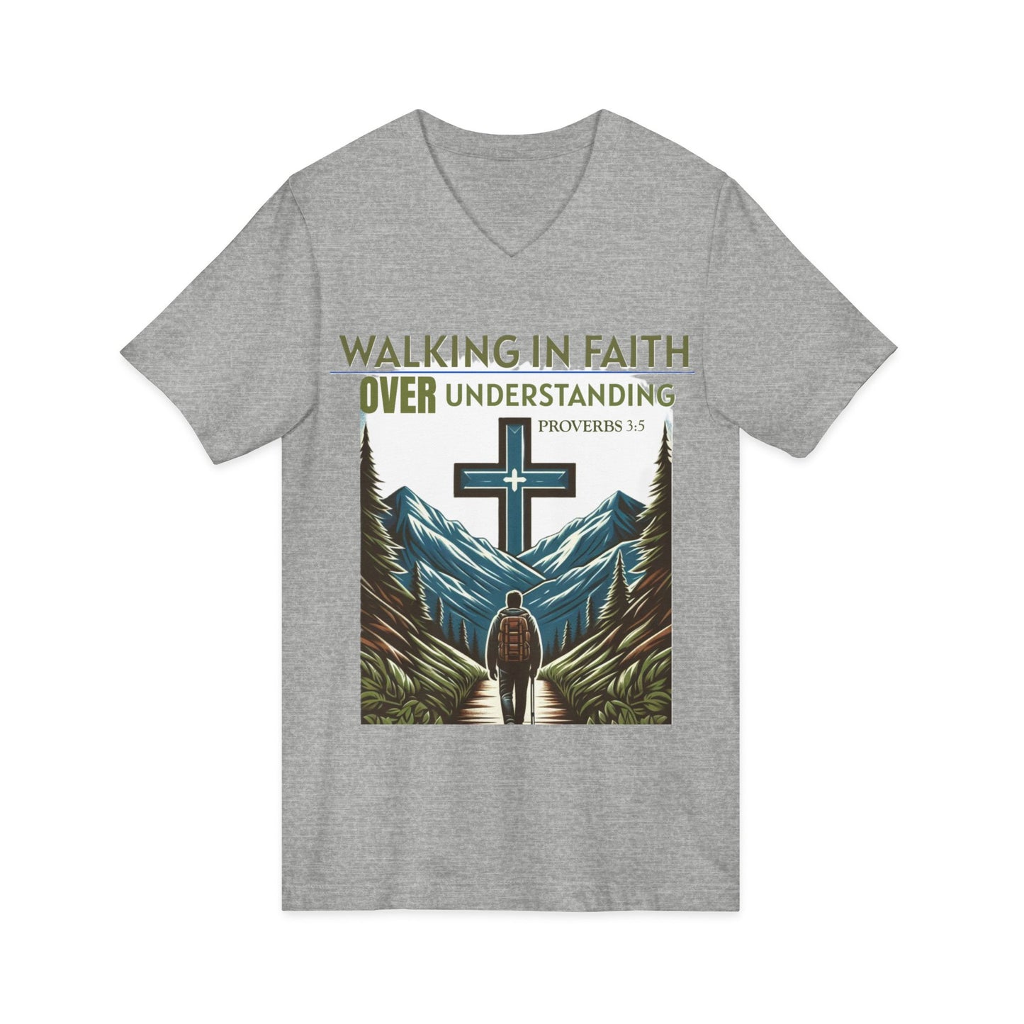 V-Neck Tee - Proverbs 3:5 'WALKING IN FAITH OVER UNDERSTANDING'