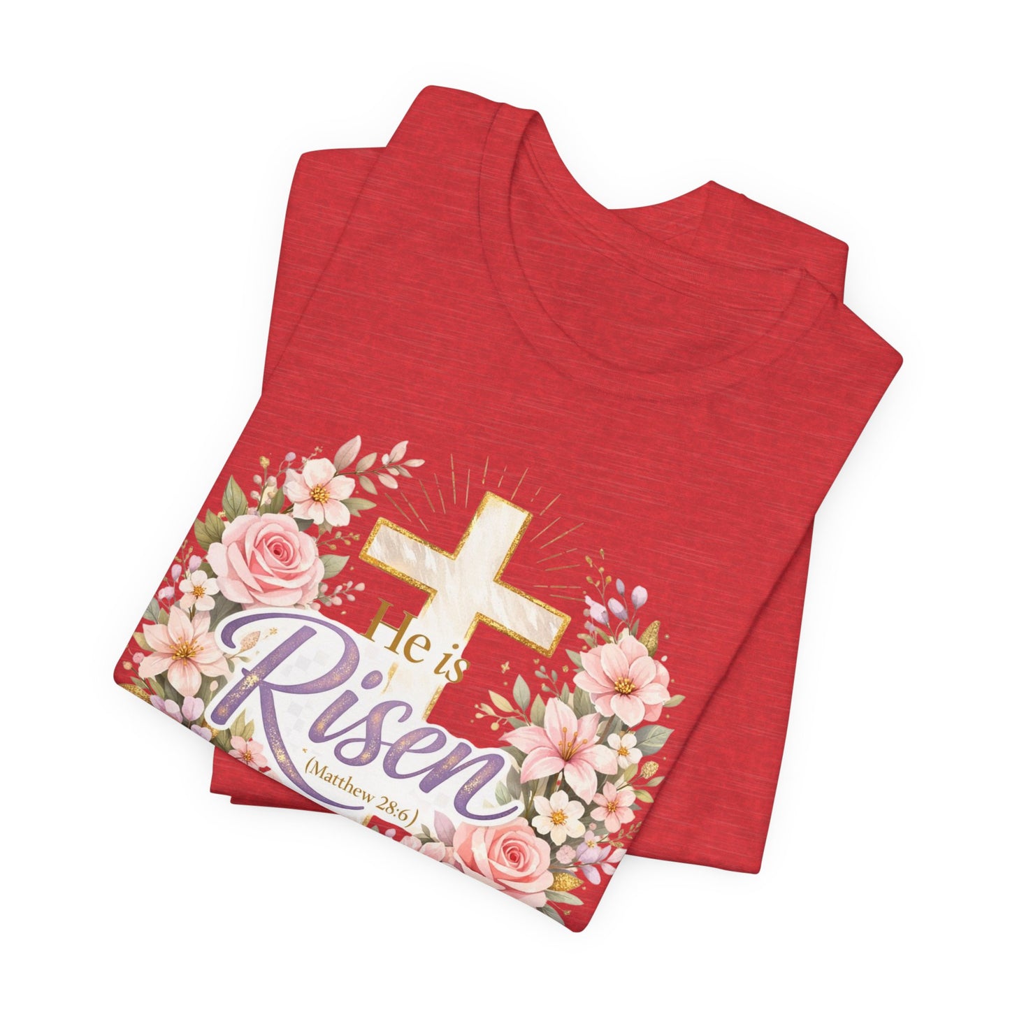 He Is Risen Floral Cross T-Shirt